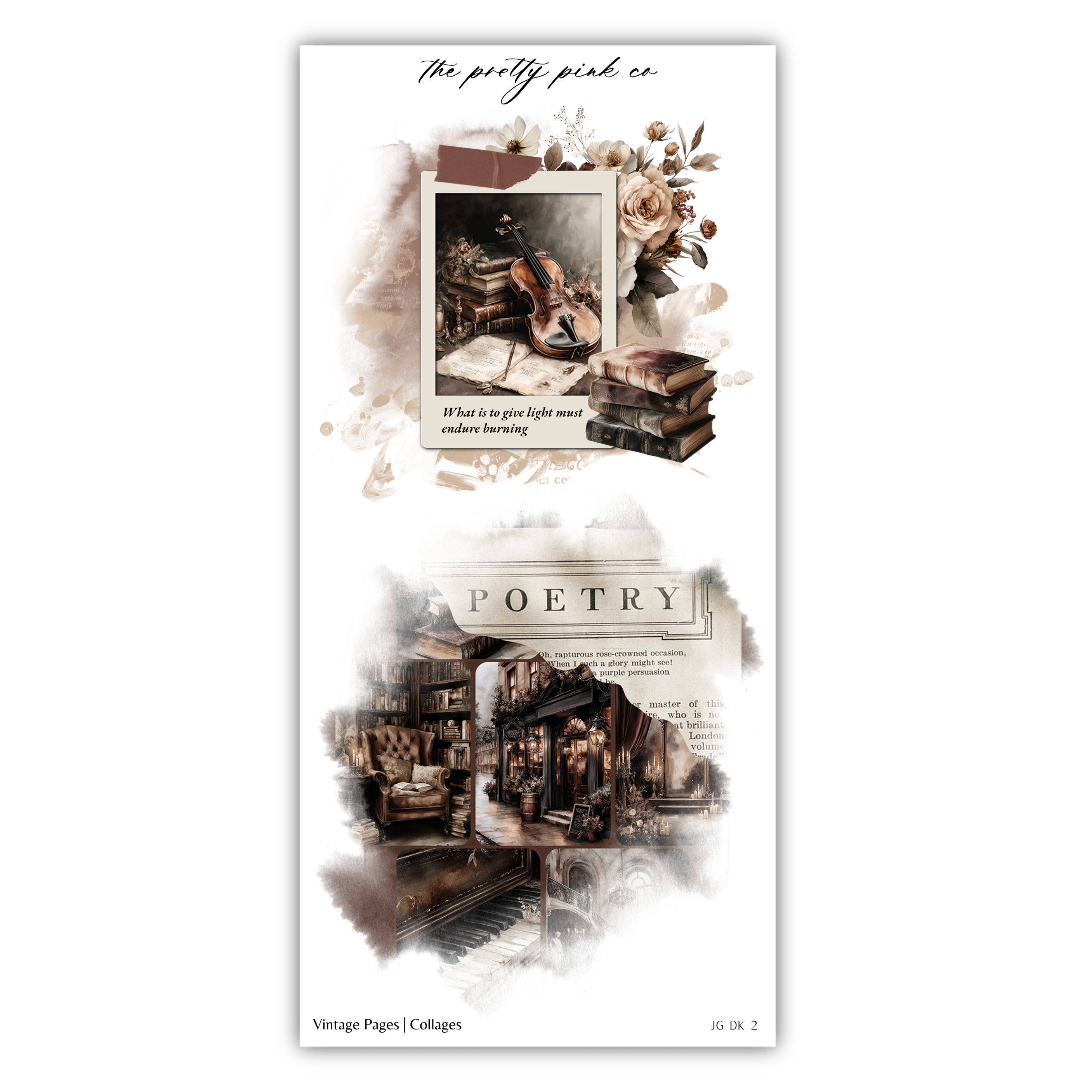 The image is a collage featuring various elements related to poetry, such as a photograph of a book, a piano, and a flower. The collage also includes text that reads "What is it that gives light to burning darkness? Poetry" and "POETRY".