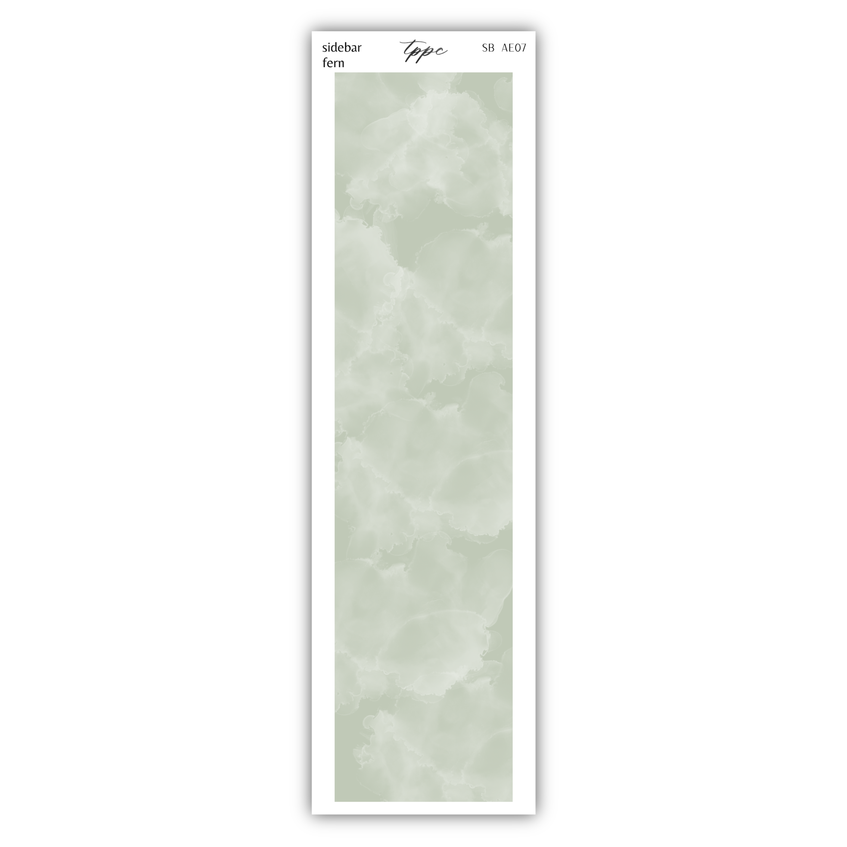 a white bookmark with a light green background