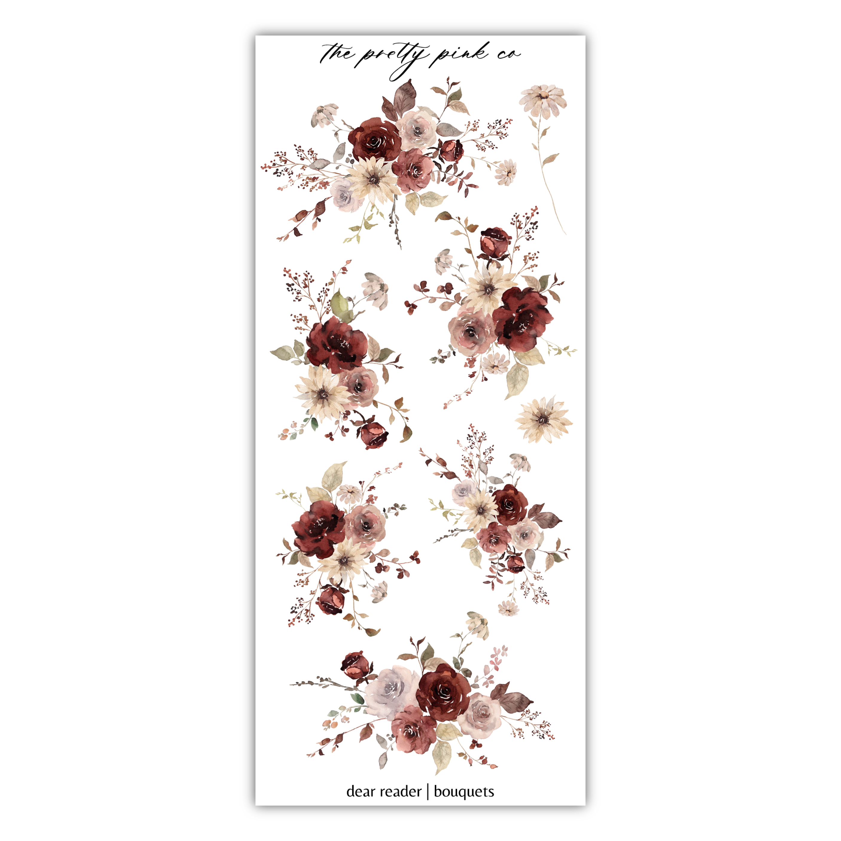 a sheet of stickers with flowers on it