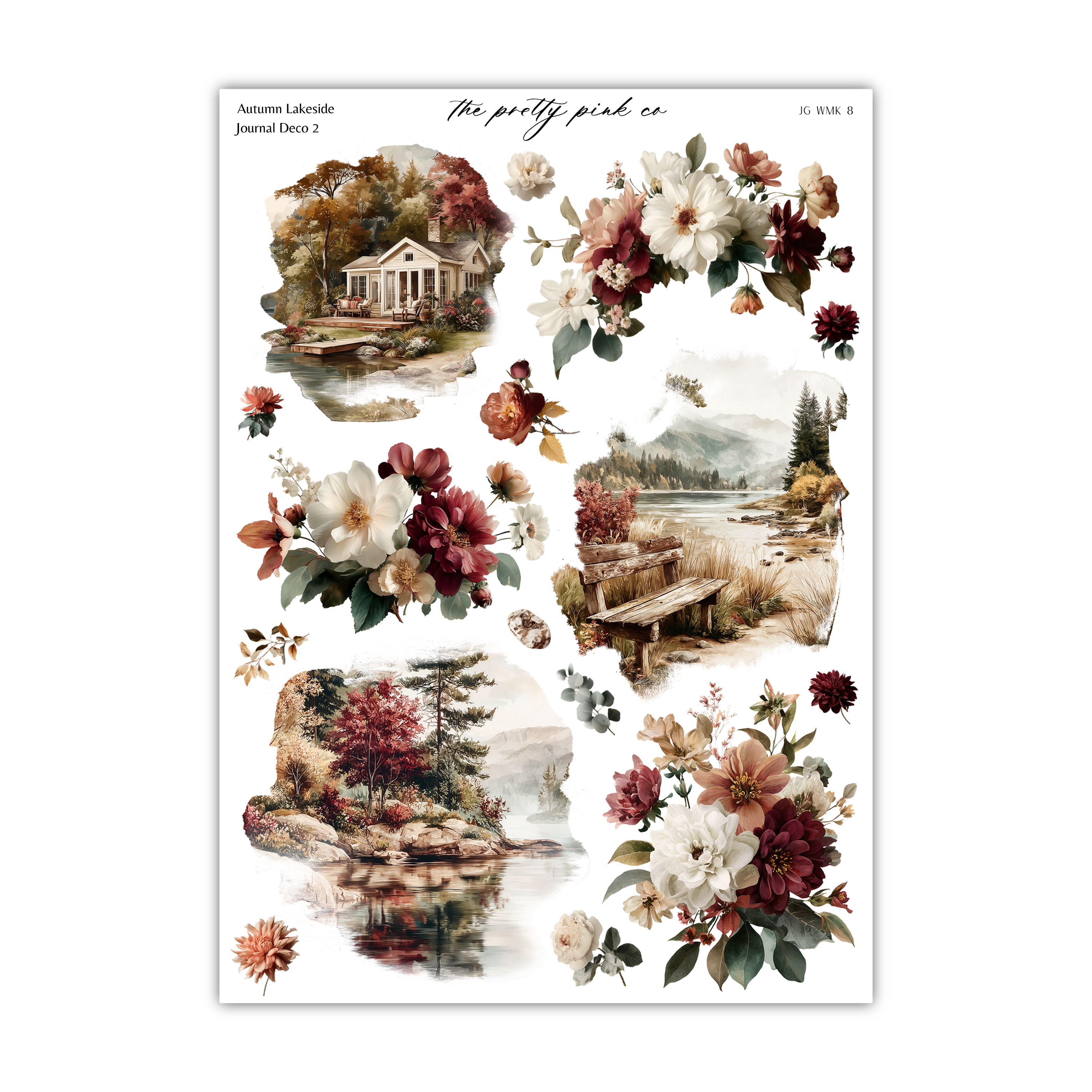 The image is a collage of various nature-themed images, including a house, a lake, trees, flowers, and a scenic landscape.