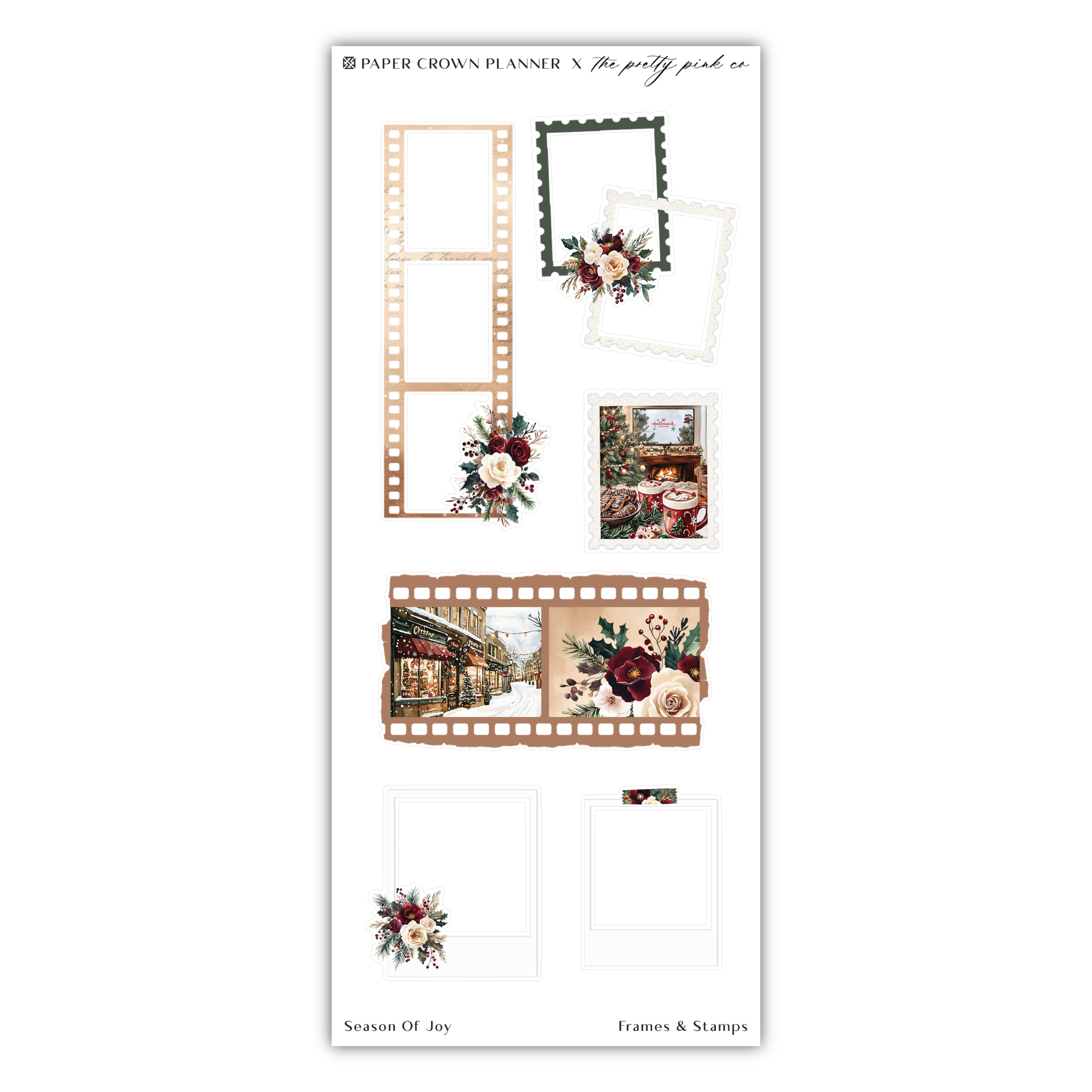 a film strip with flowers and pictures on it