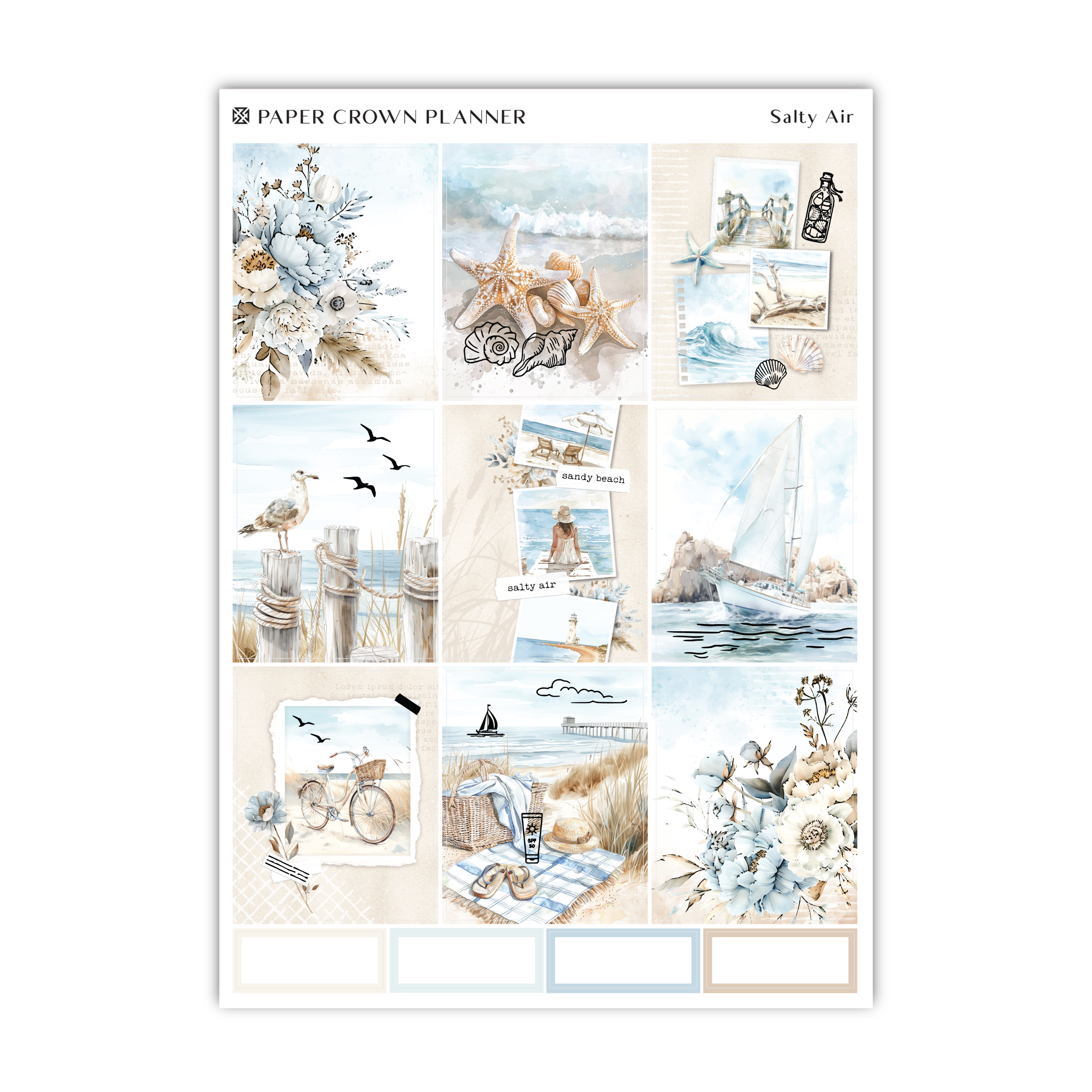 a sheet of paper with a picture of a beach scene