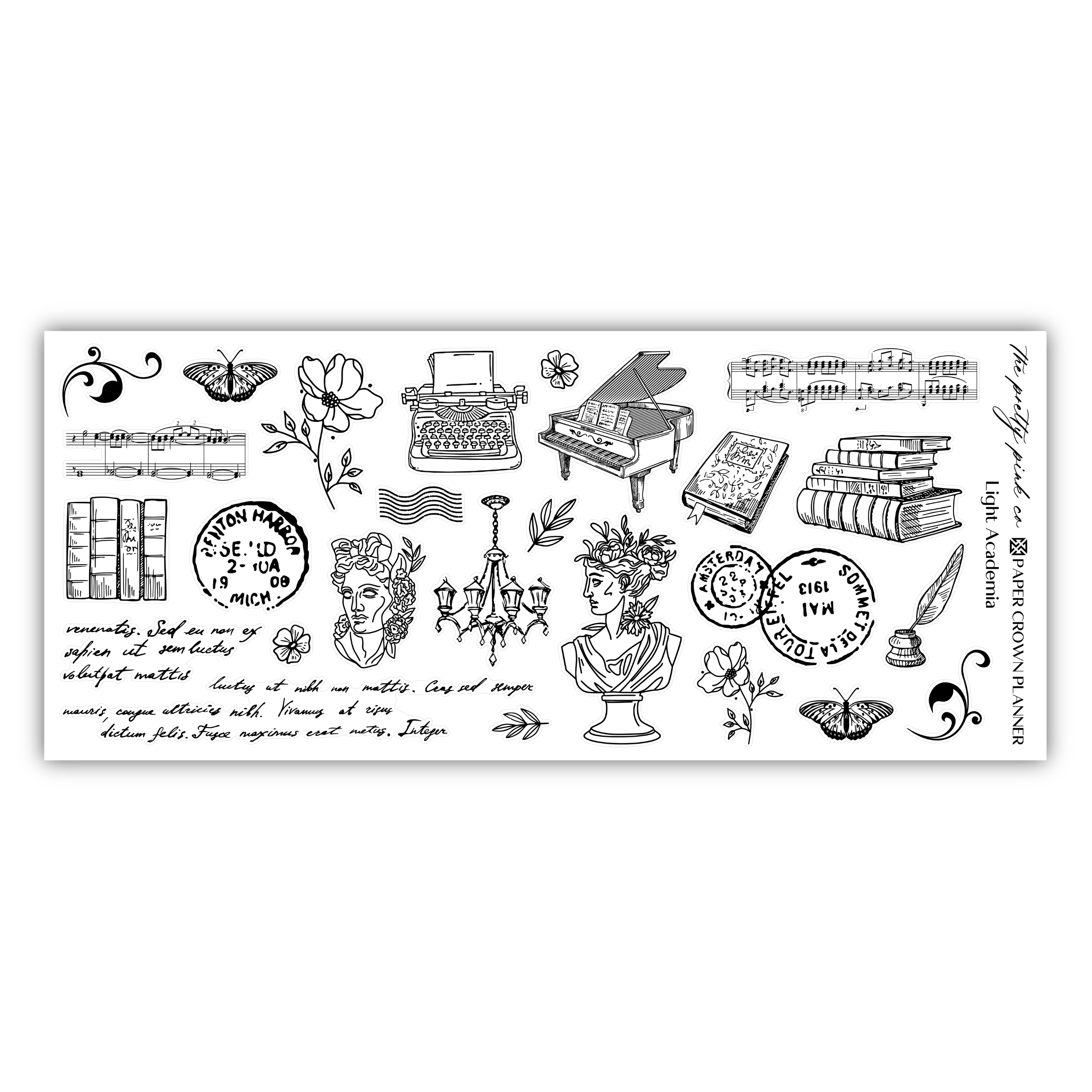 a stamp with a bunch of different things on it