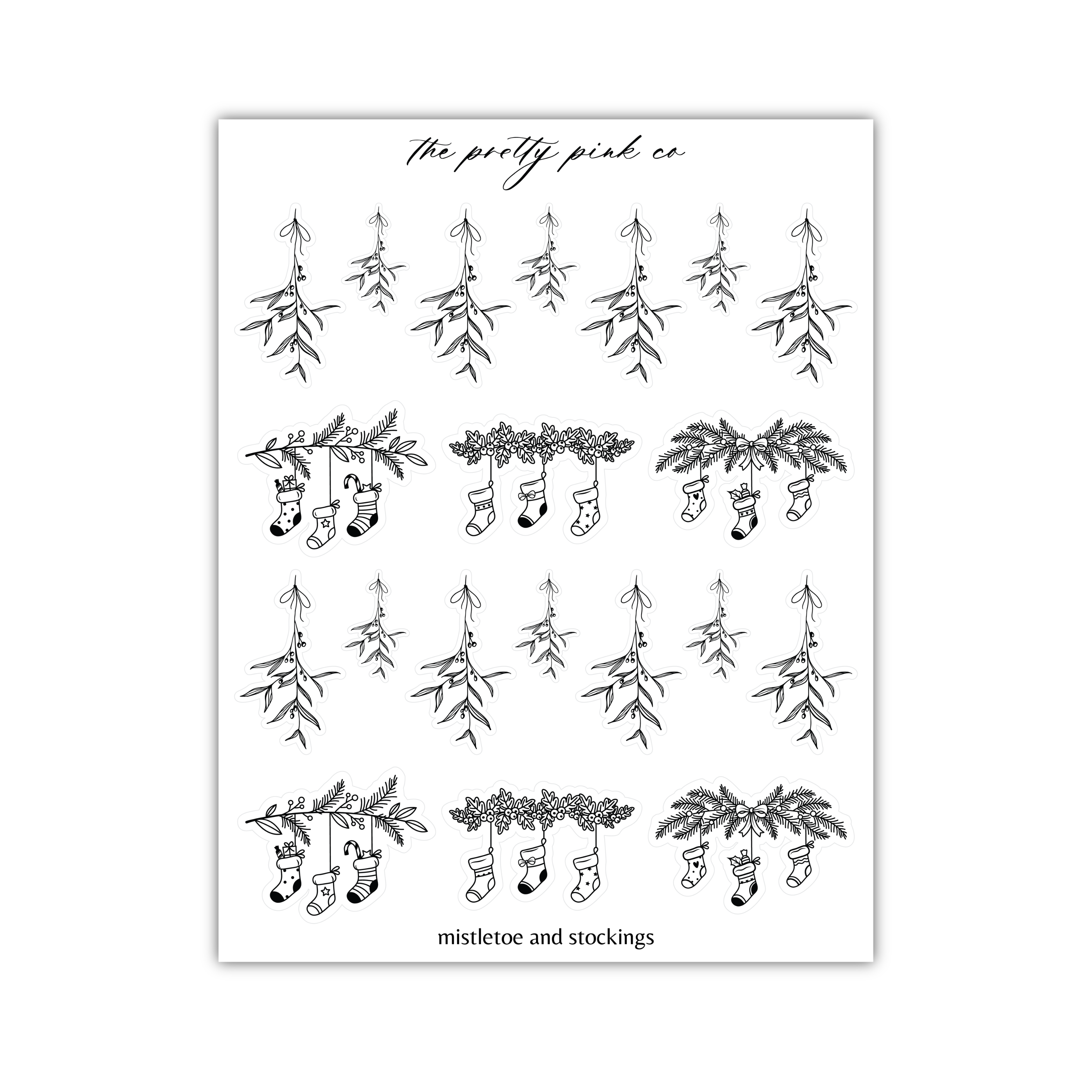 a sheet of black and white stickers with a pattern of trees