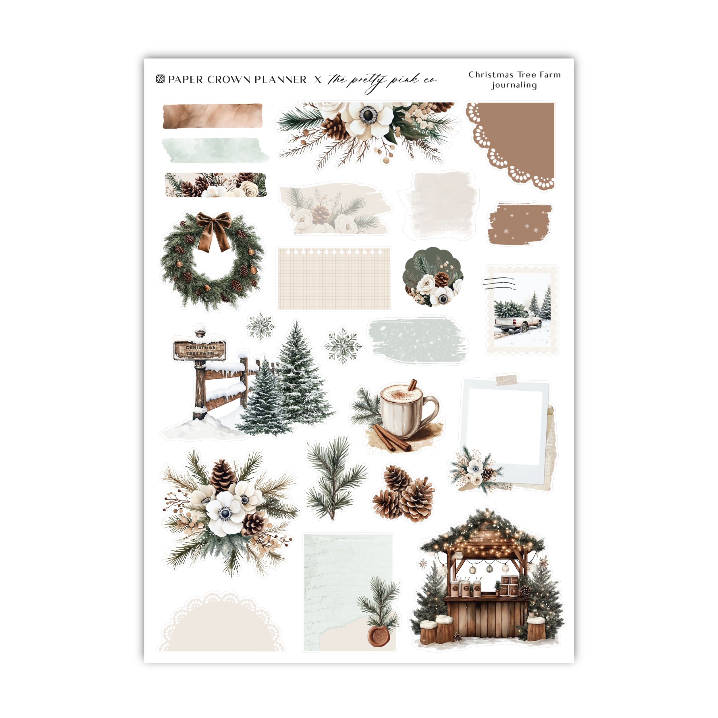 a sheet of stickers with christmas decorations