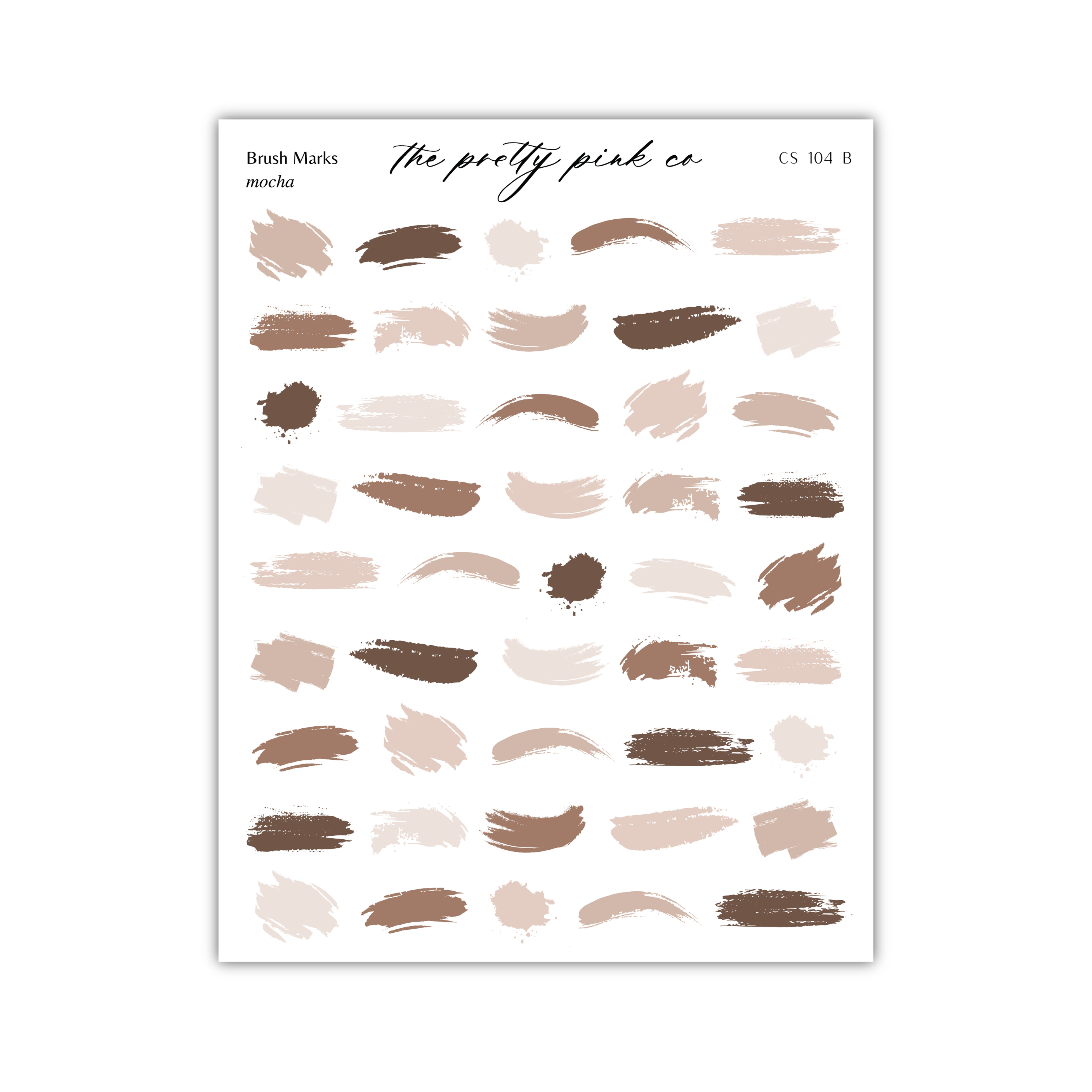 a collection of various brush strokes in different shades of brown, arranged in a grid-like pattern.