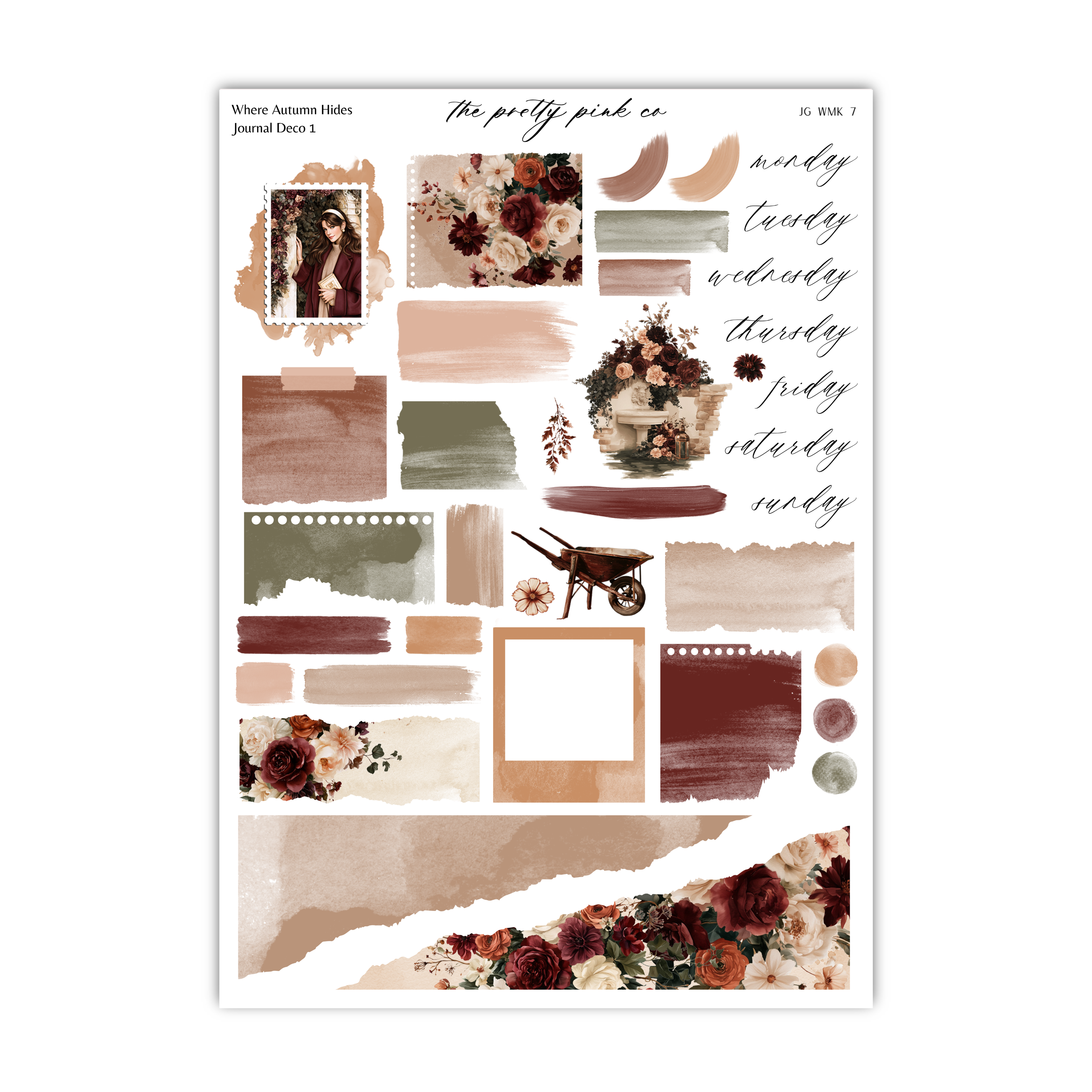 The image is a collage of various floral and autumn-themed elements, including images of flowers, leaves, and a wagon, arranged in a visually appealing manner.