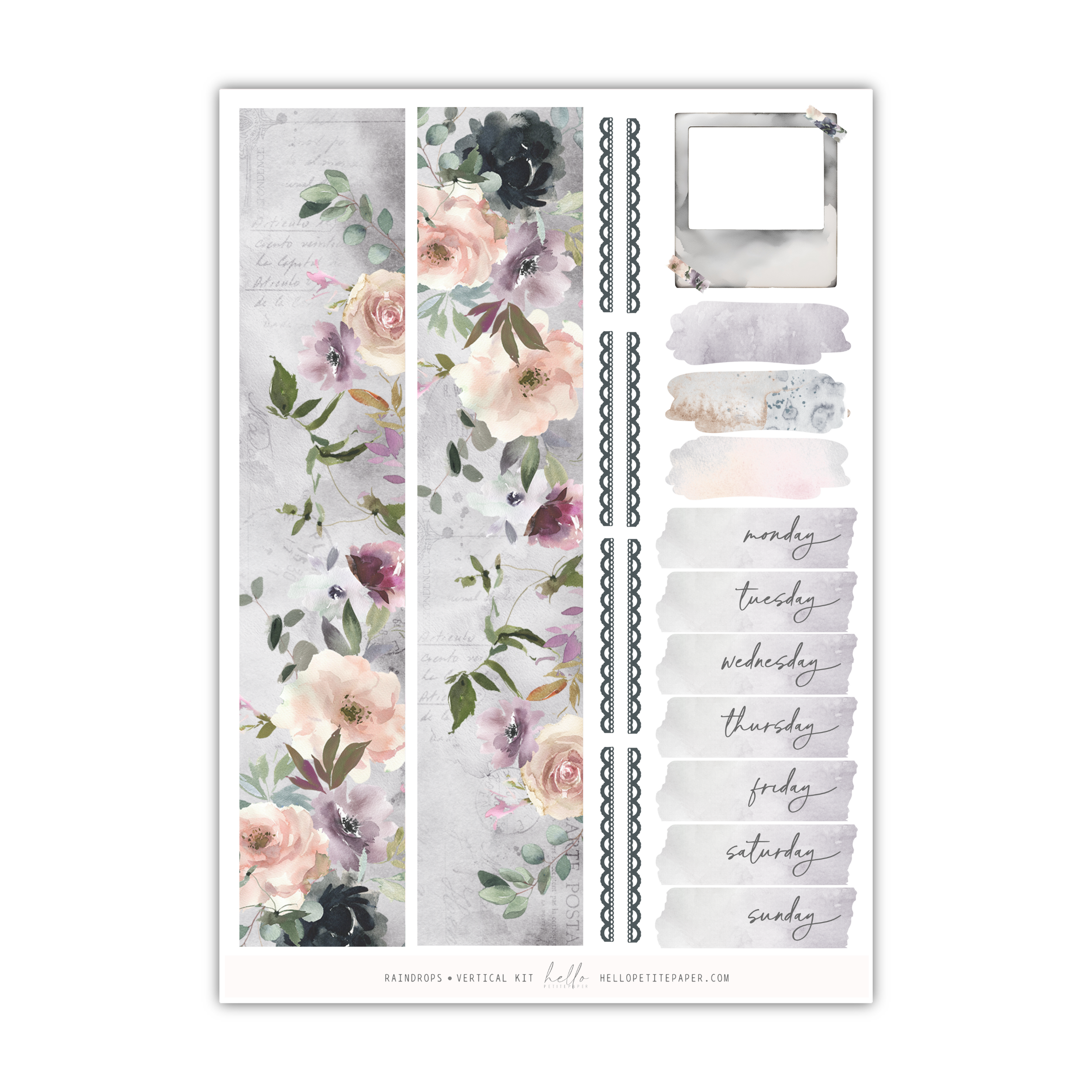 a planner sticker with flowers on it