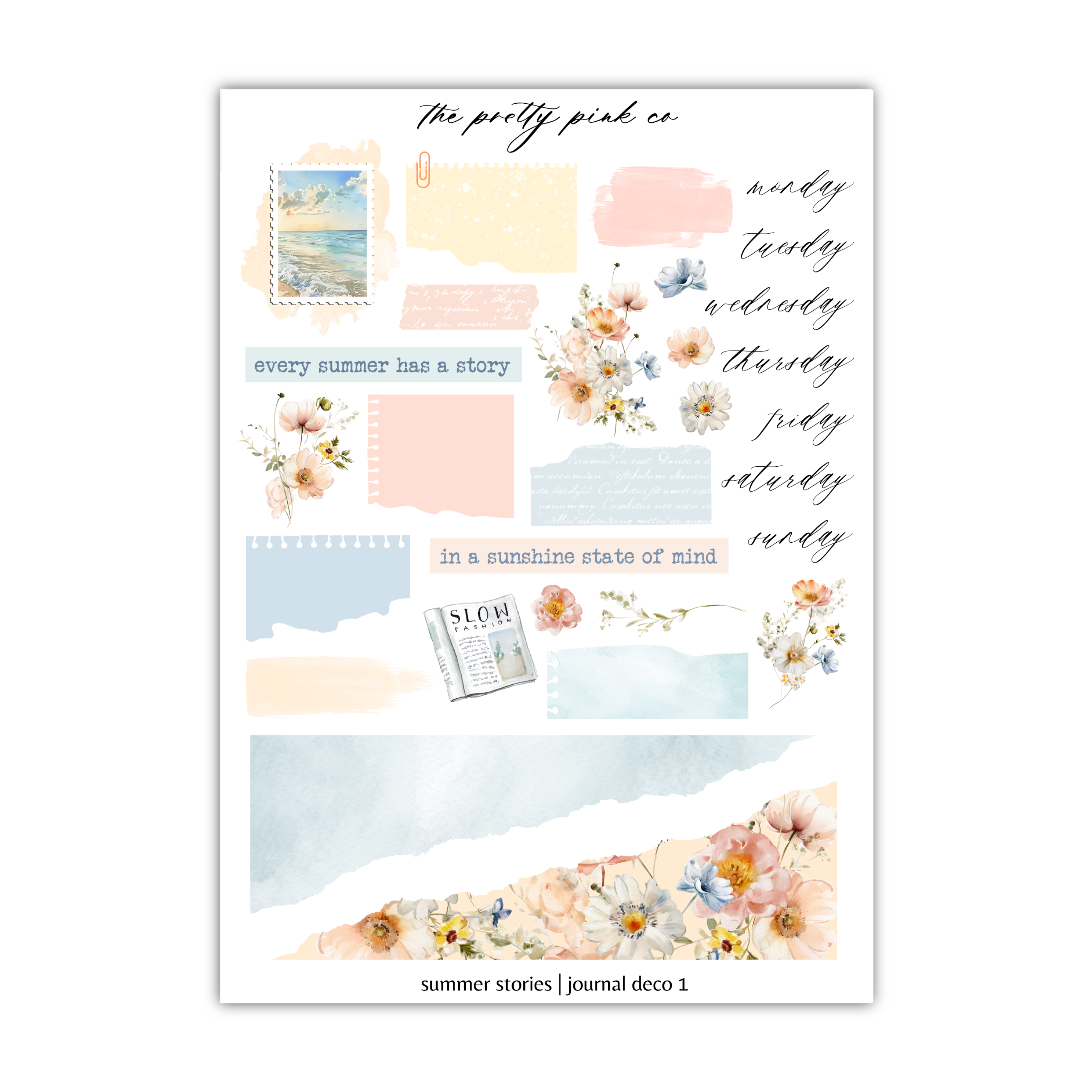 a sheet of paper with watercolor flowers