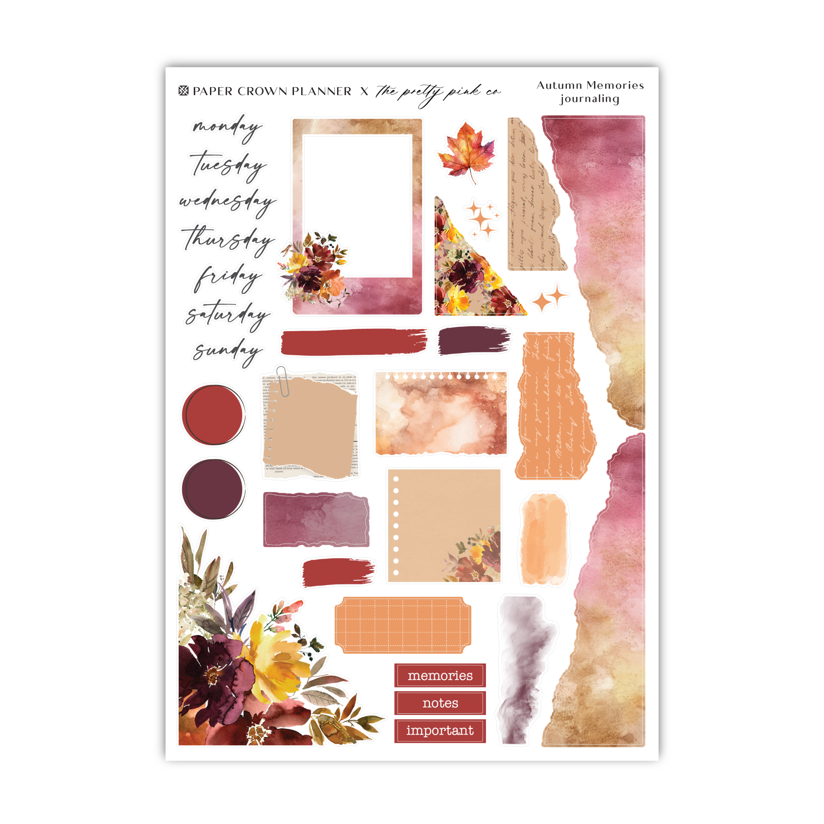 a sticker sheet with different colors of paper
