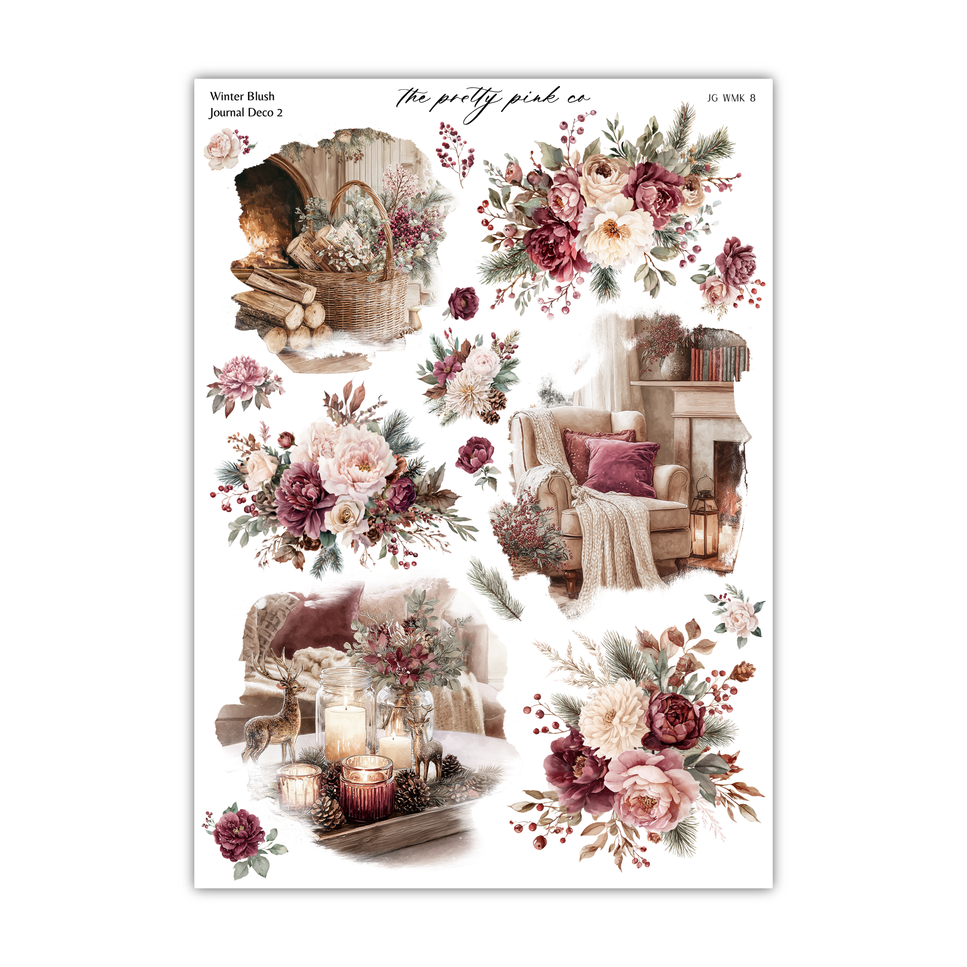The image is a collage of various floral and decorative elements, including flowers, candles, and other home decor items, arranged in a visually appealing manner.