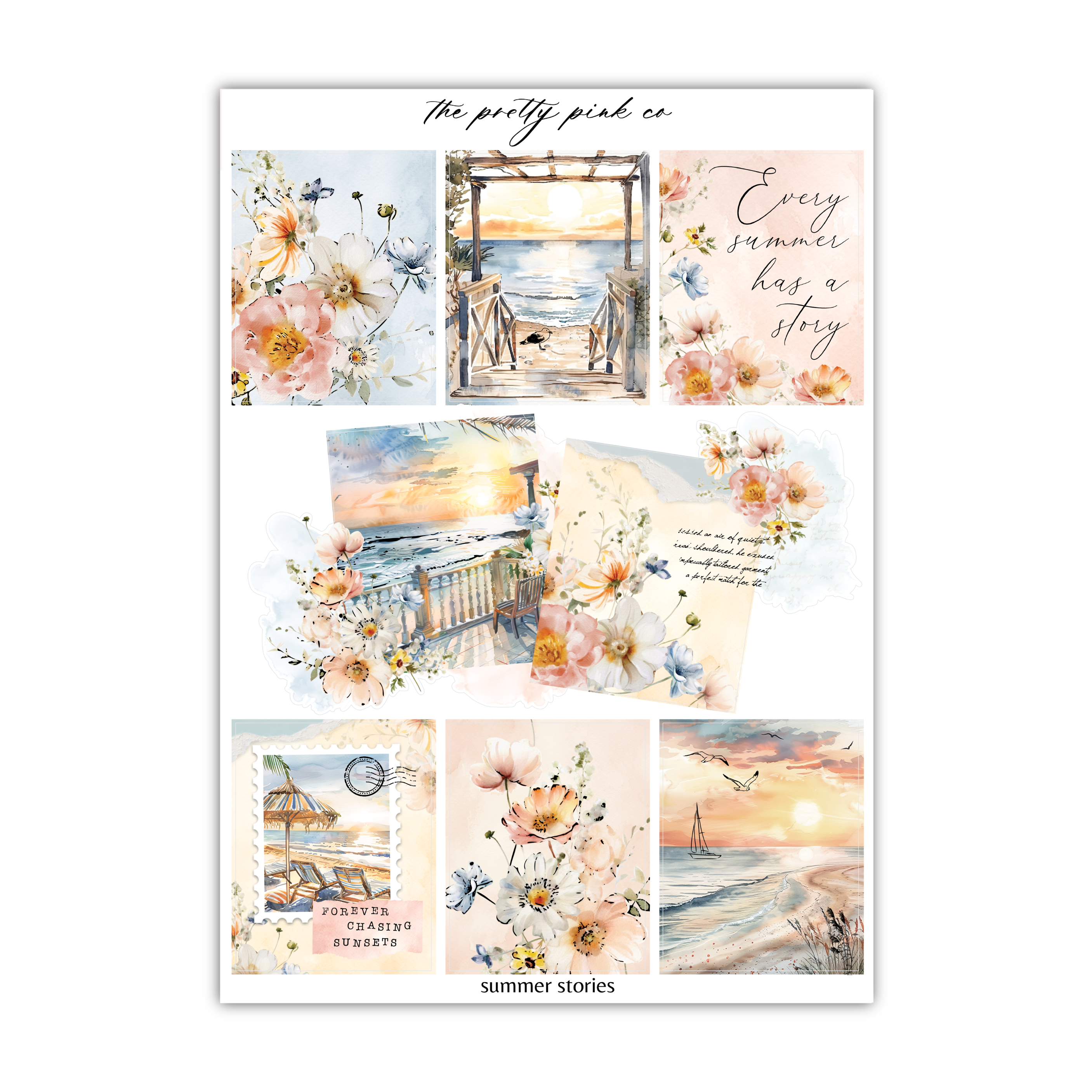a picture of a beach scene with flowers