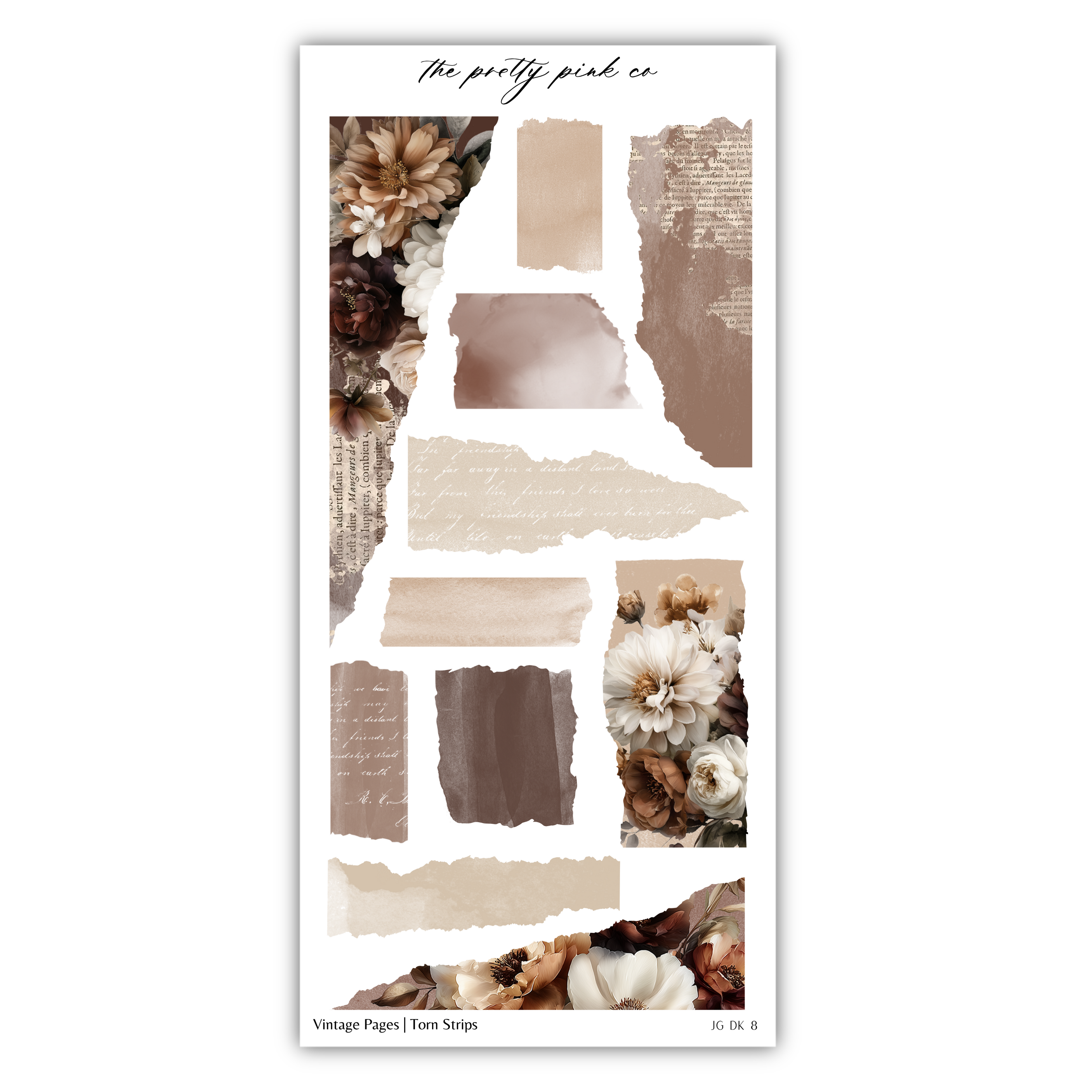 The image is a collage of various elements, including torn paper strips, flowers, and other abstract shapes and textures. The collage appears to be a creative and artistic composition, with a focus on the use of different materials and textures to create a visually interesting and dynamic piece of art.