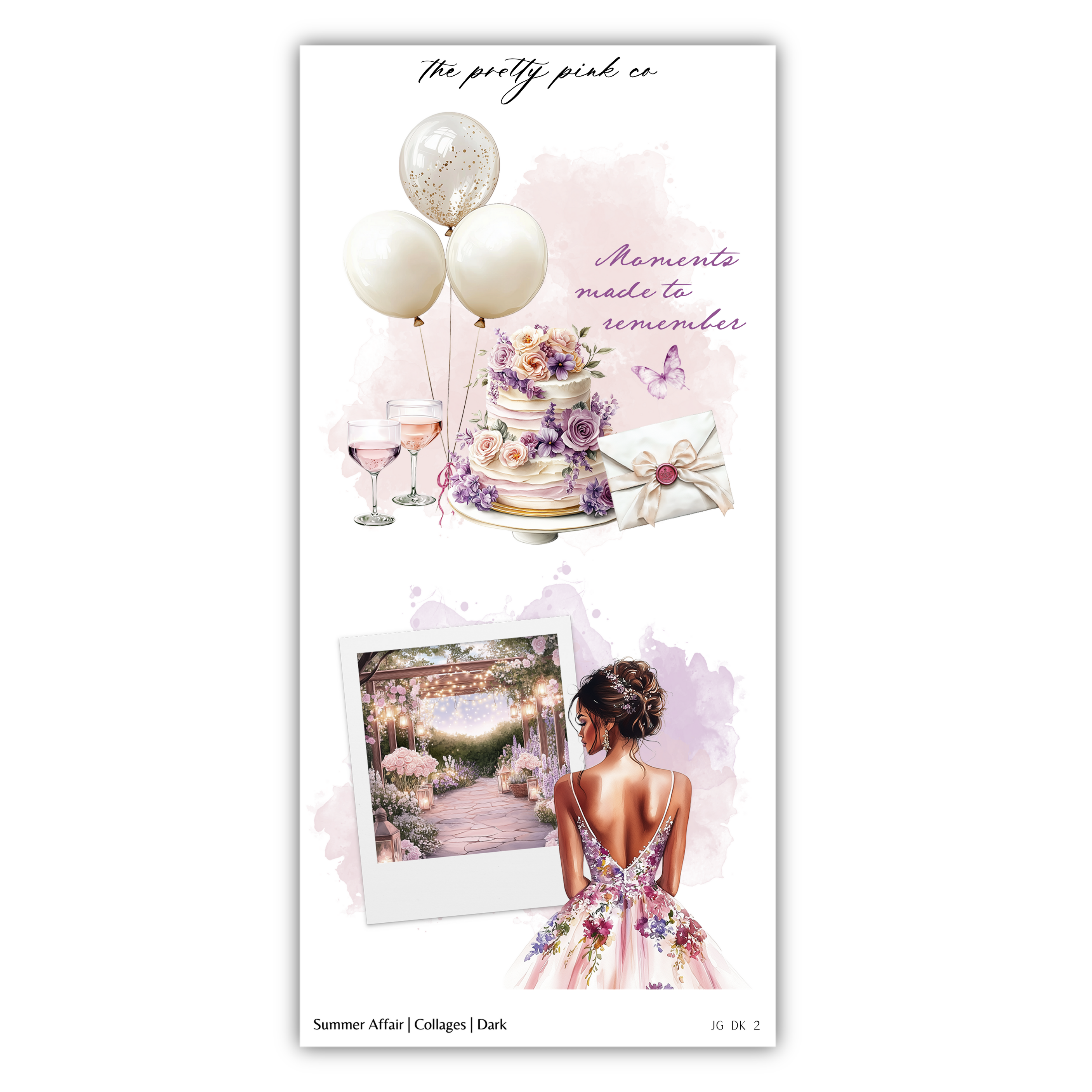 a card with a picture of a woman and a cake