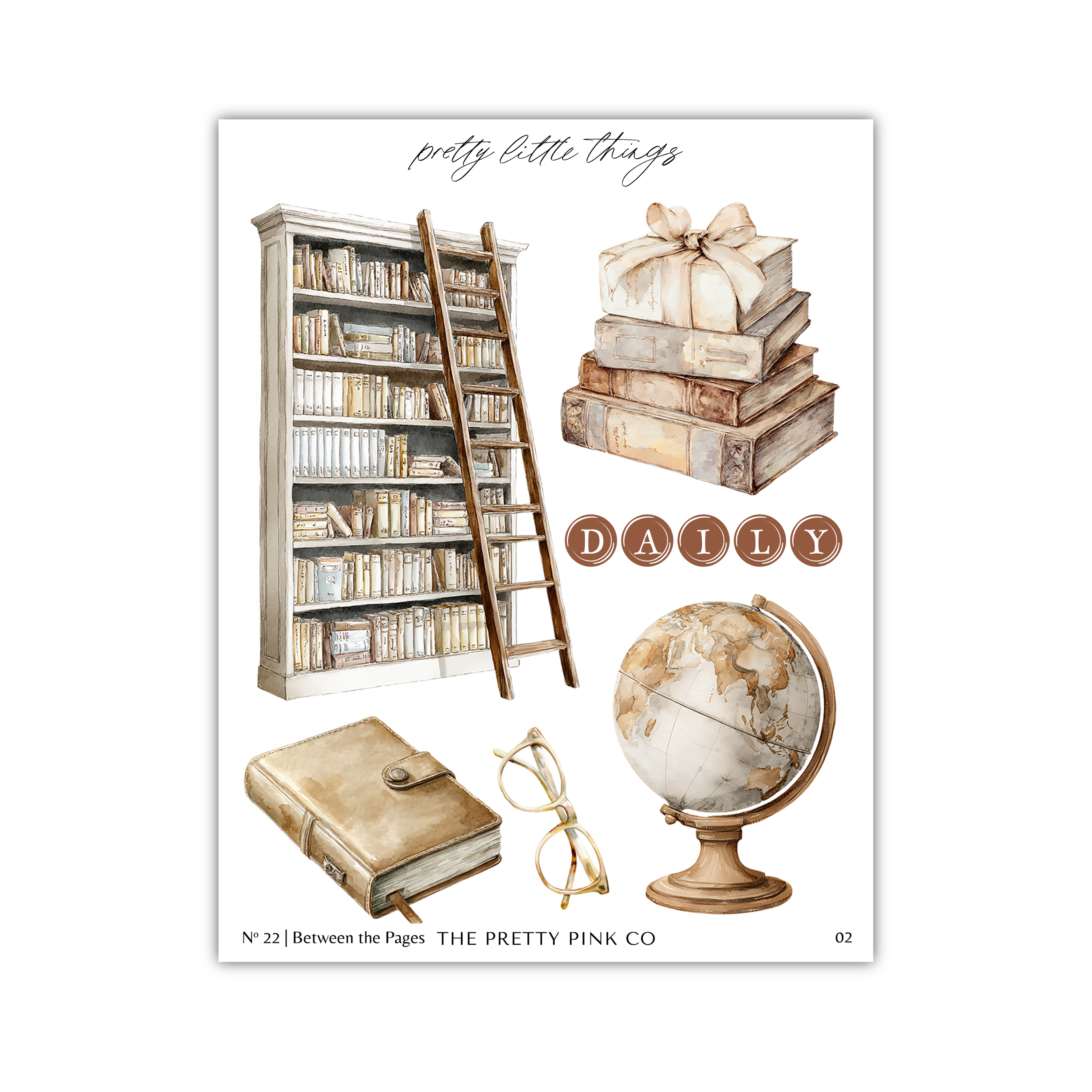 The image is a collage of various objects related to books and reading, including a bookshelf, a globe, a pair of glasses, and a stack of books.