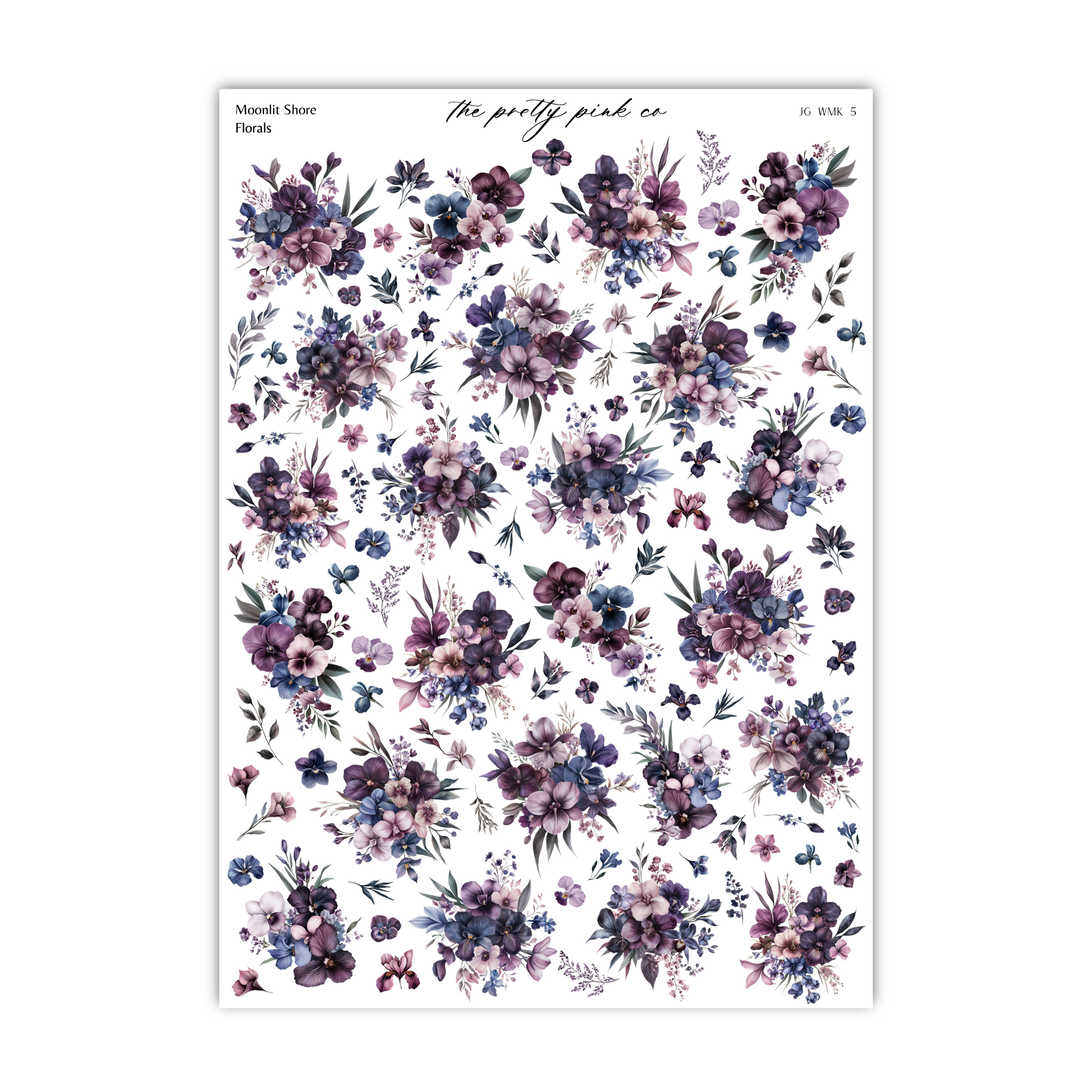 a sheet of stickers with flowers on it
