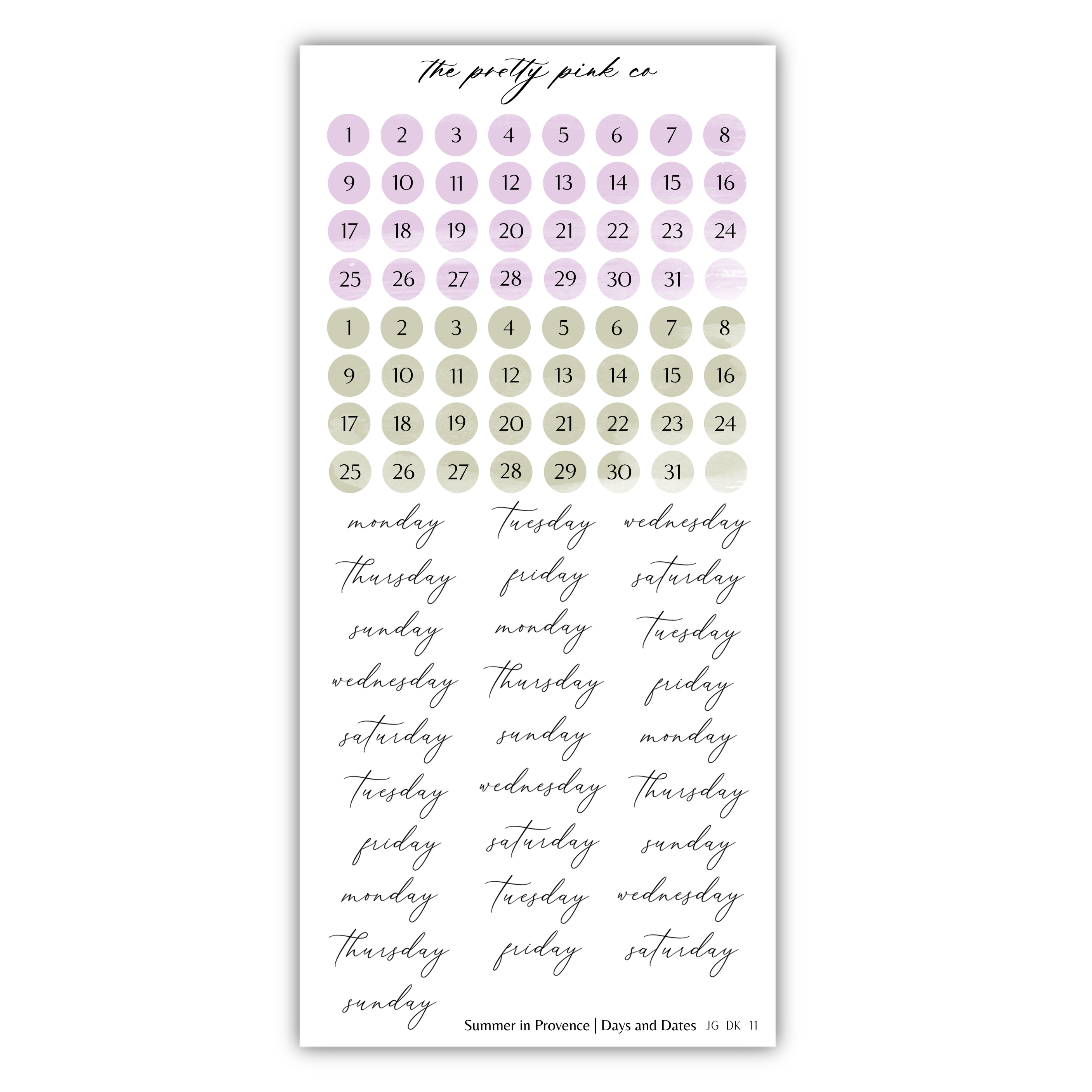 a planner sticker with the words and numbers on it