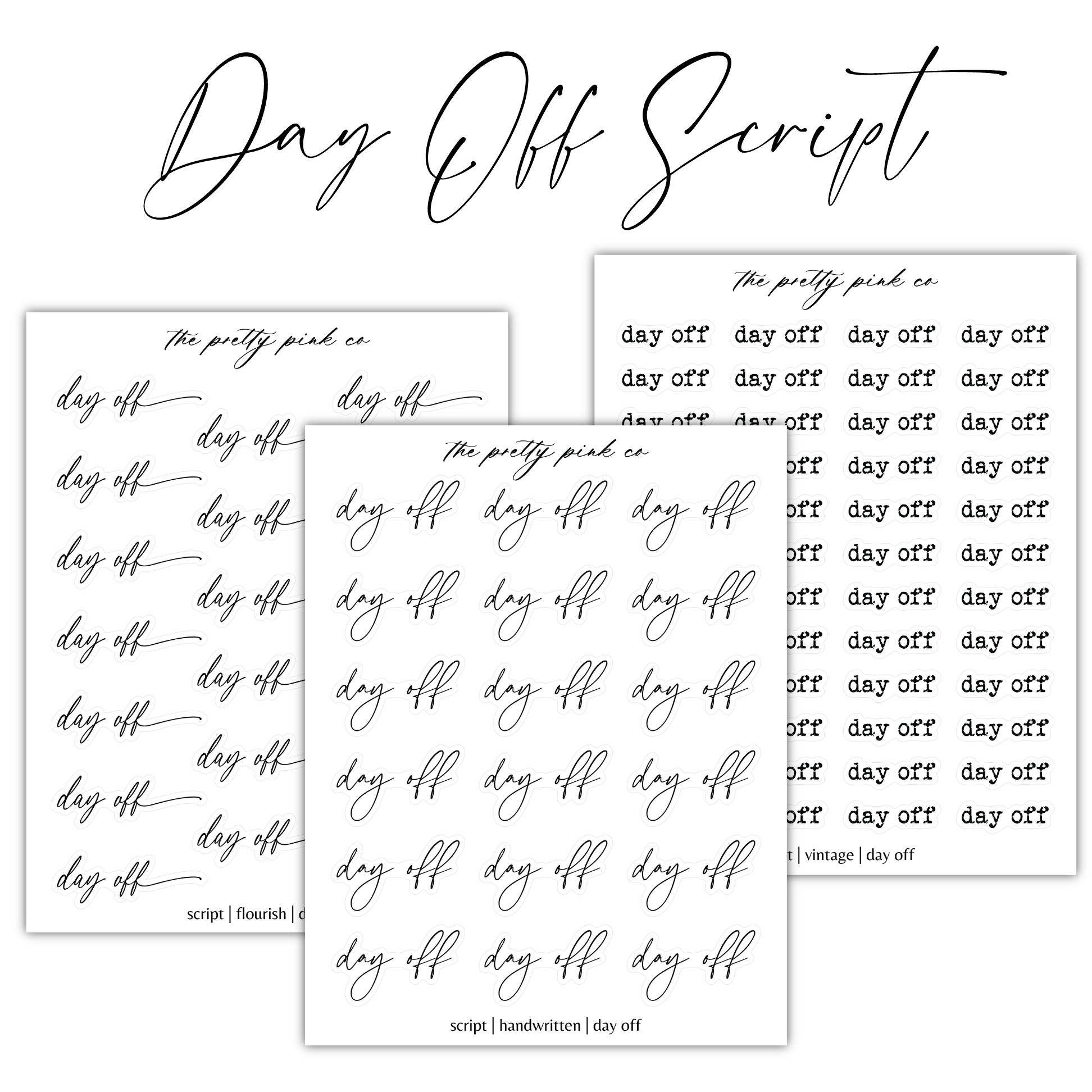 a set of three handwritten calligraphy sheets