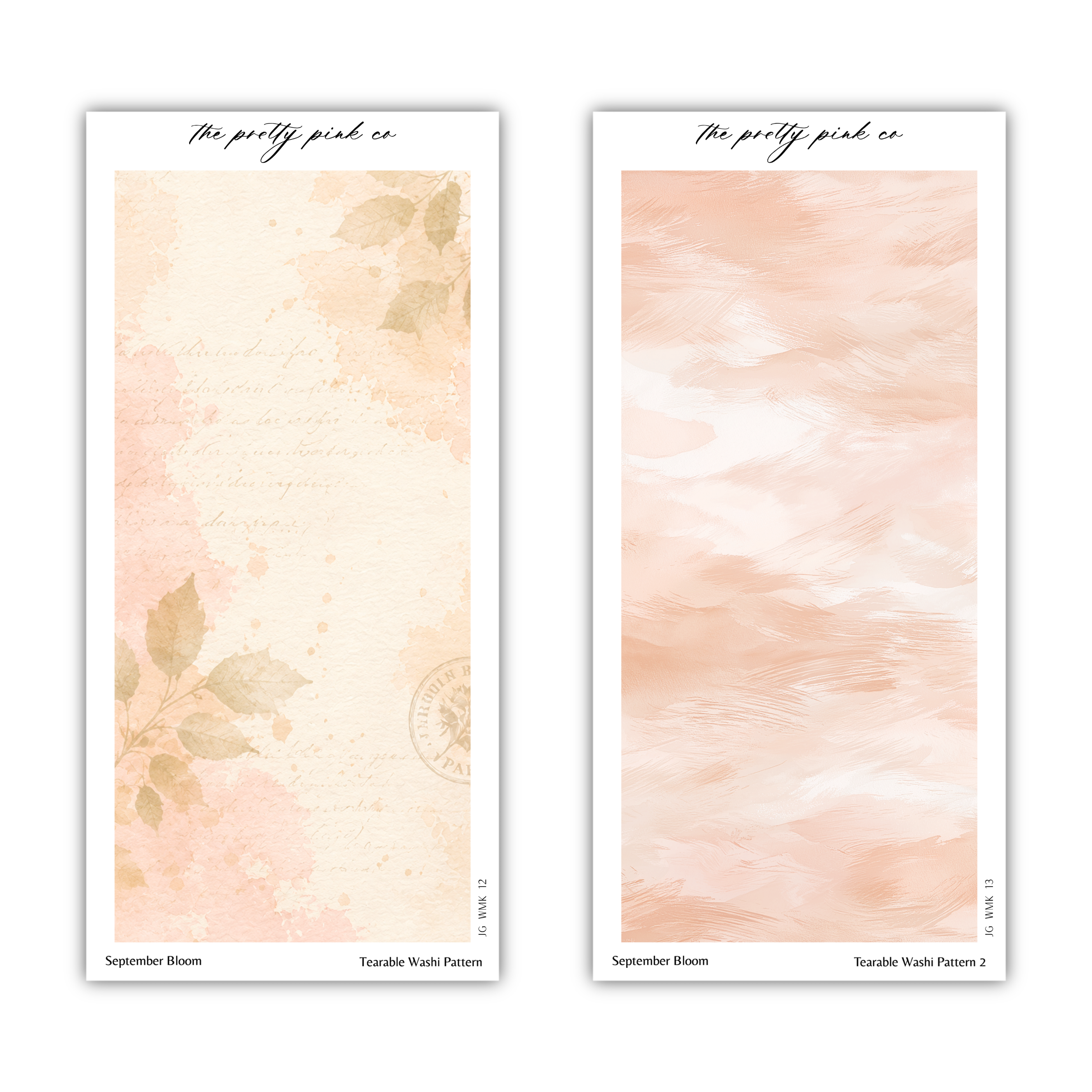 two identical pages with different backgrounds, one with a floral pattern and the other with a textured, watercolor-like background.