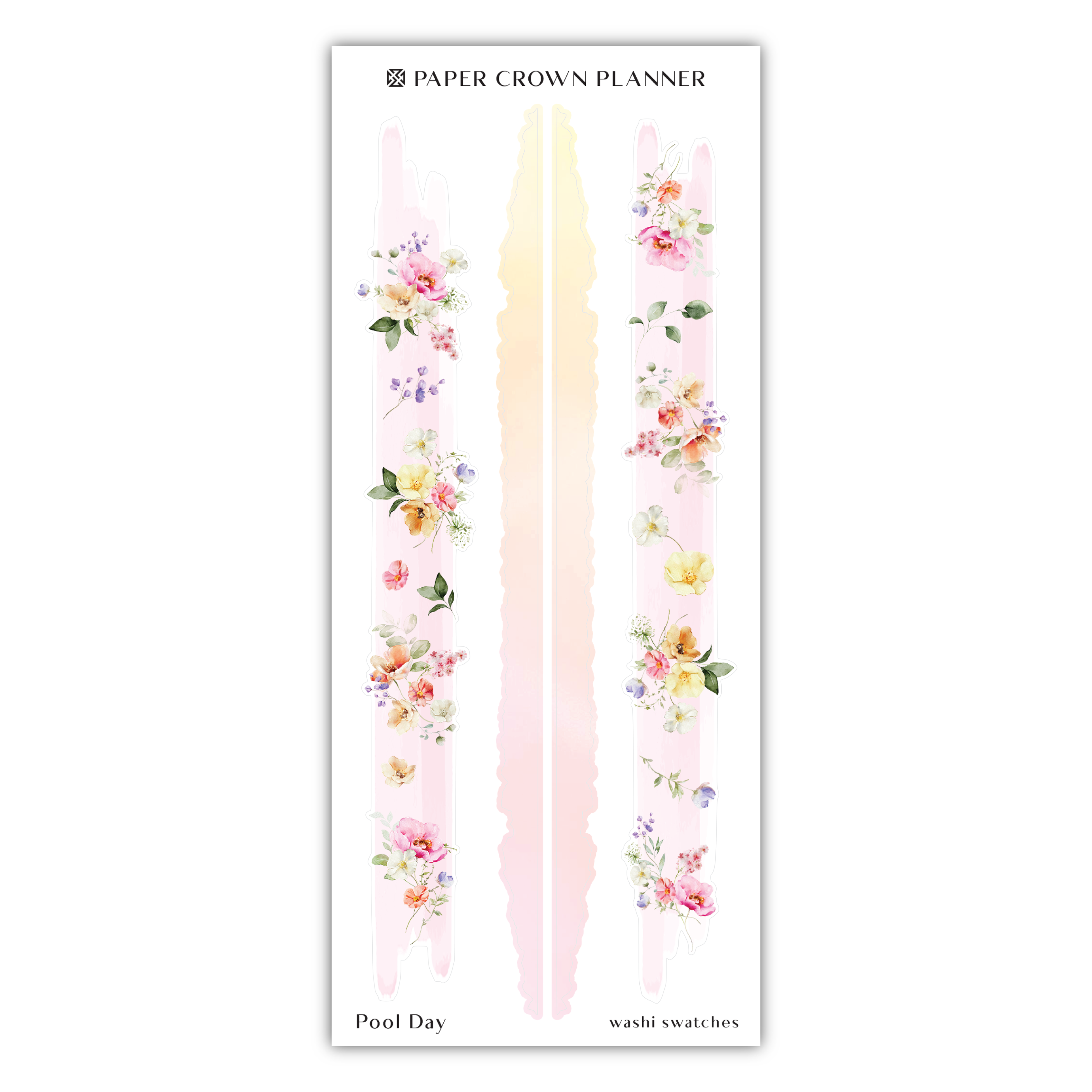 a sticker with flowers and stripes on it