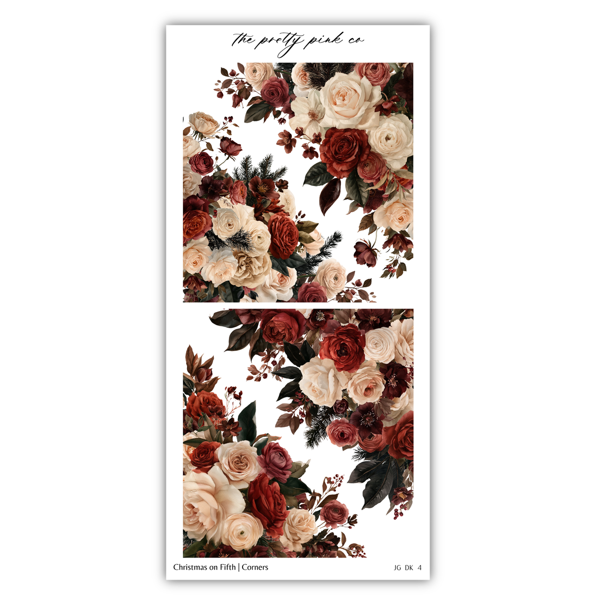 The image is a collage of two floral images, each featuring a large bouquet of red and white roses against a white background.
