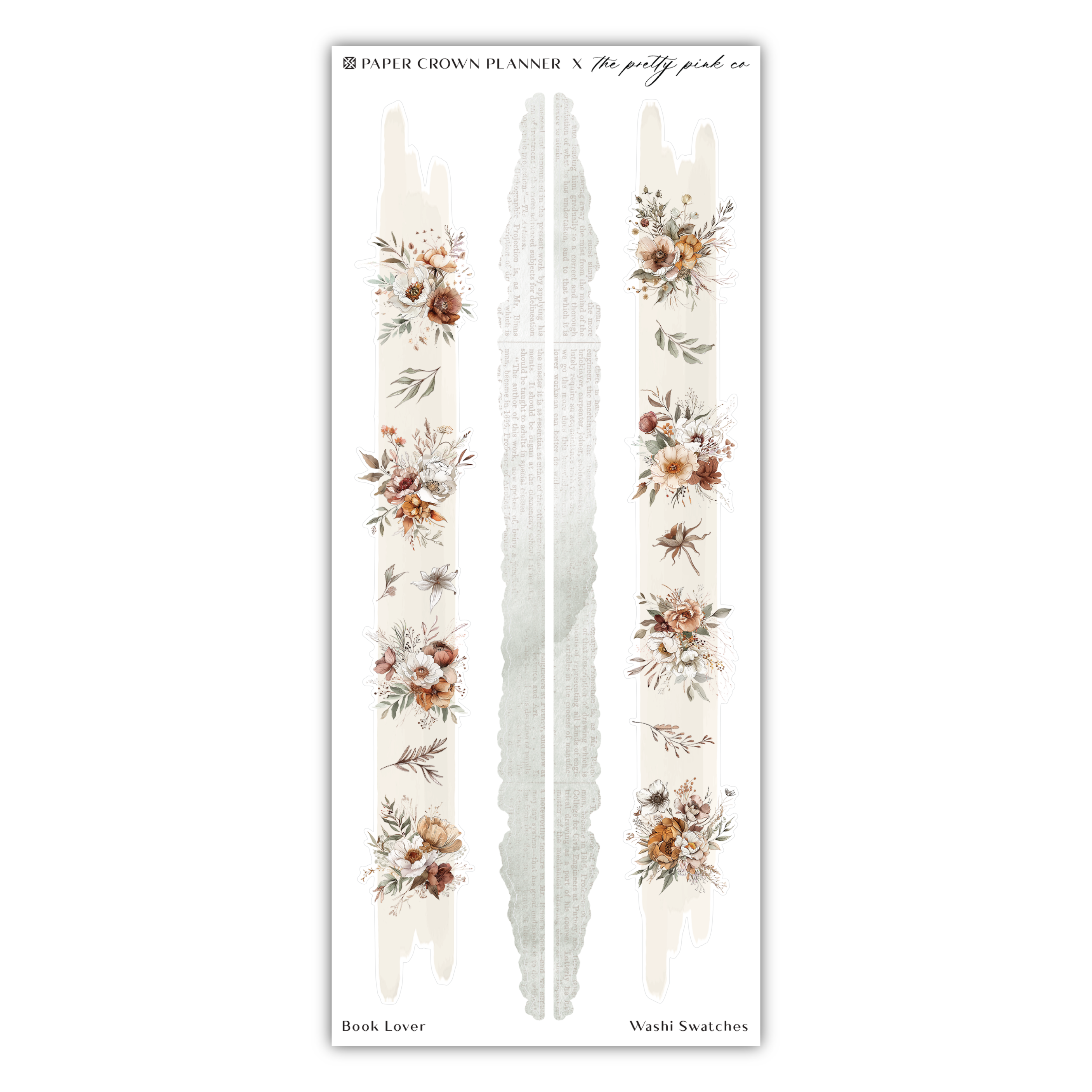 a white sticker with flowers on it