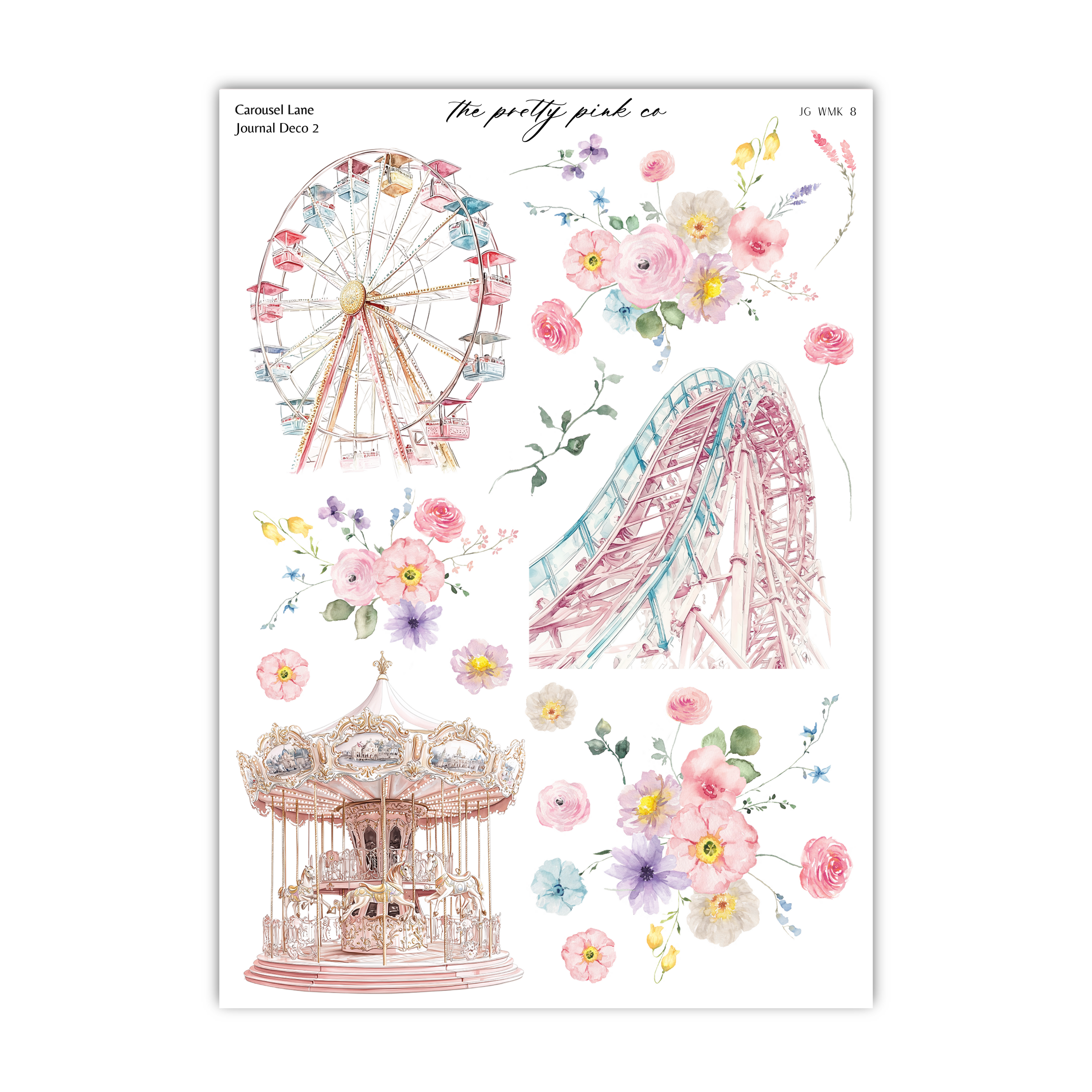 a picture of a ferris wheel and flowers
