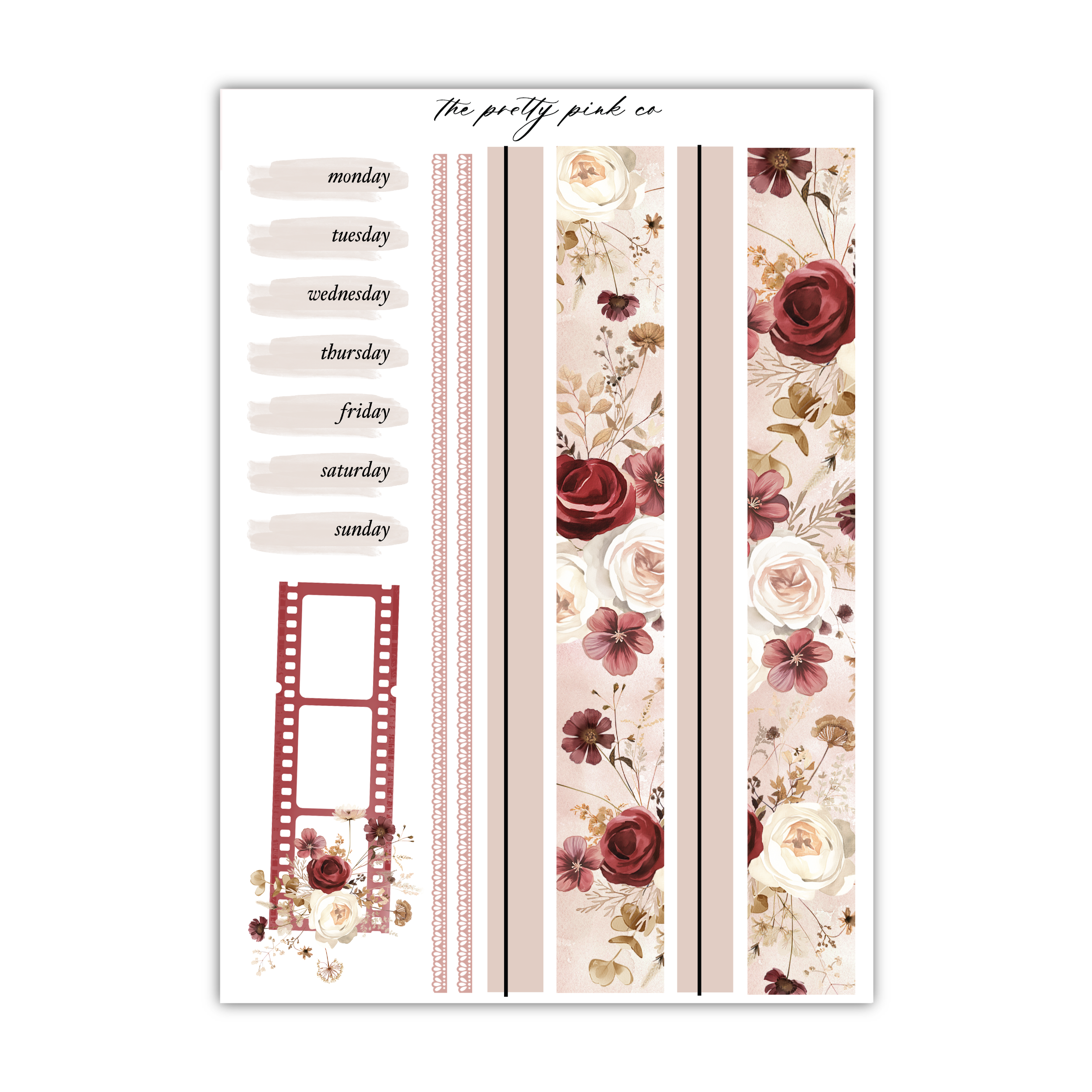 a planner sticker with flowers and a ladder