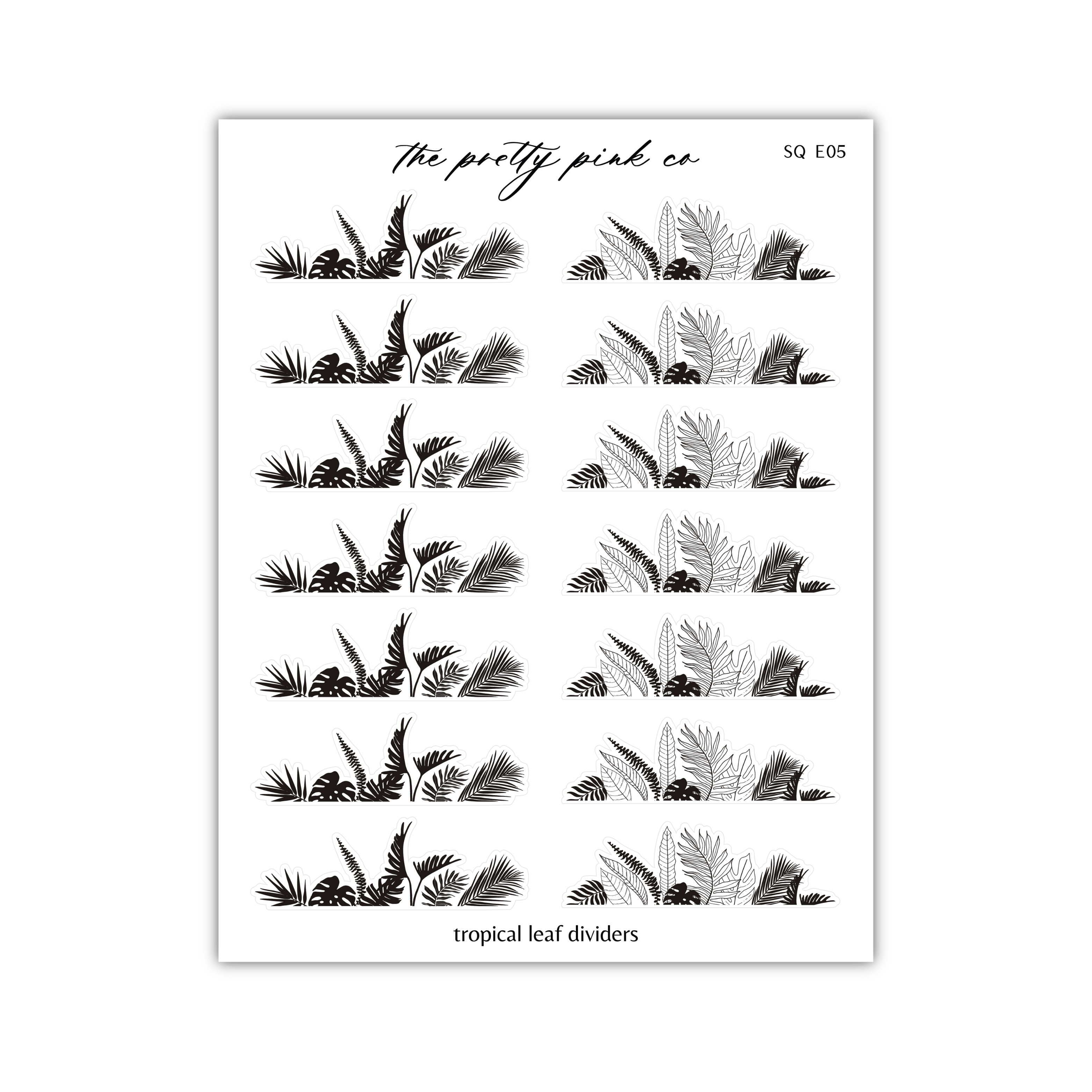 a black and white illustration of tropical plants