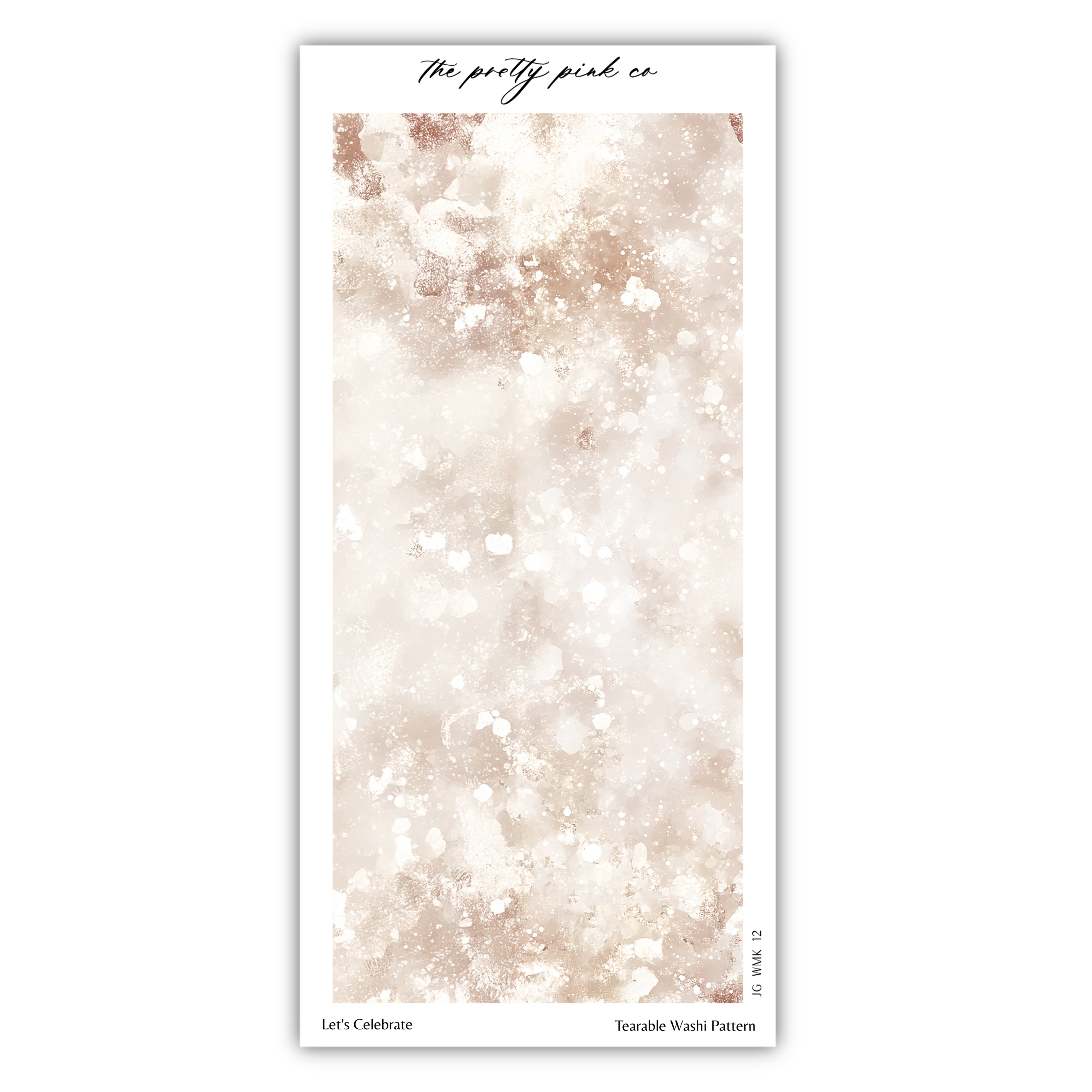 a card with a white and brown background