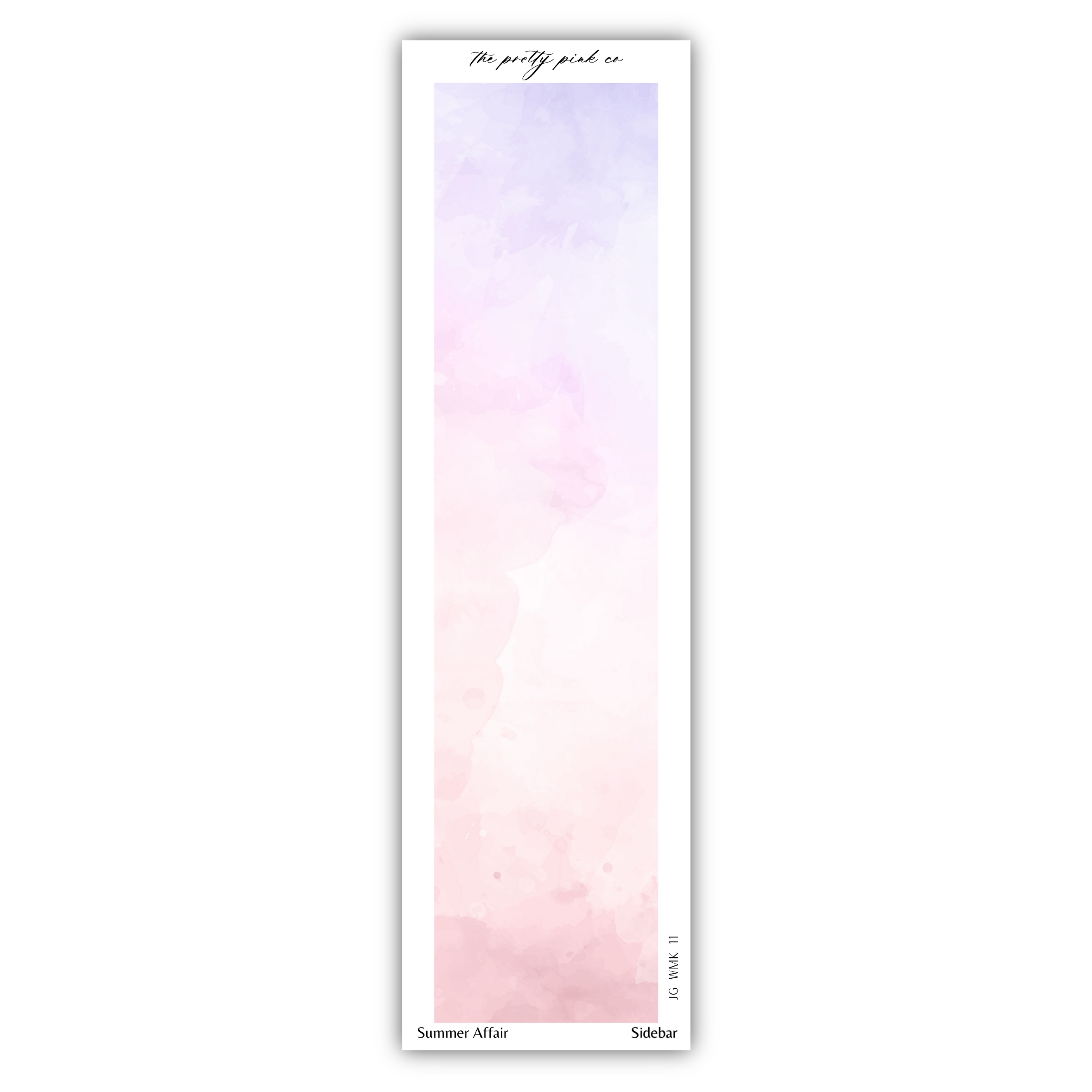 a pink and purple watercolor bookmark on a white background