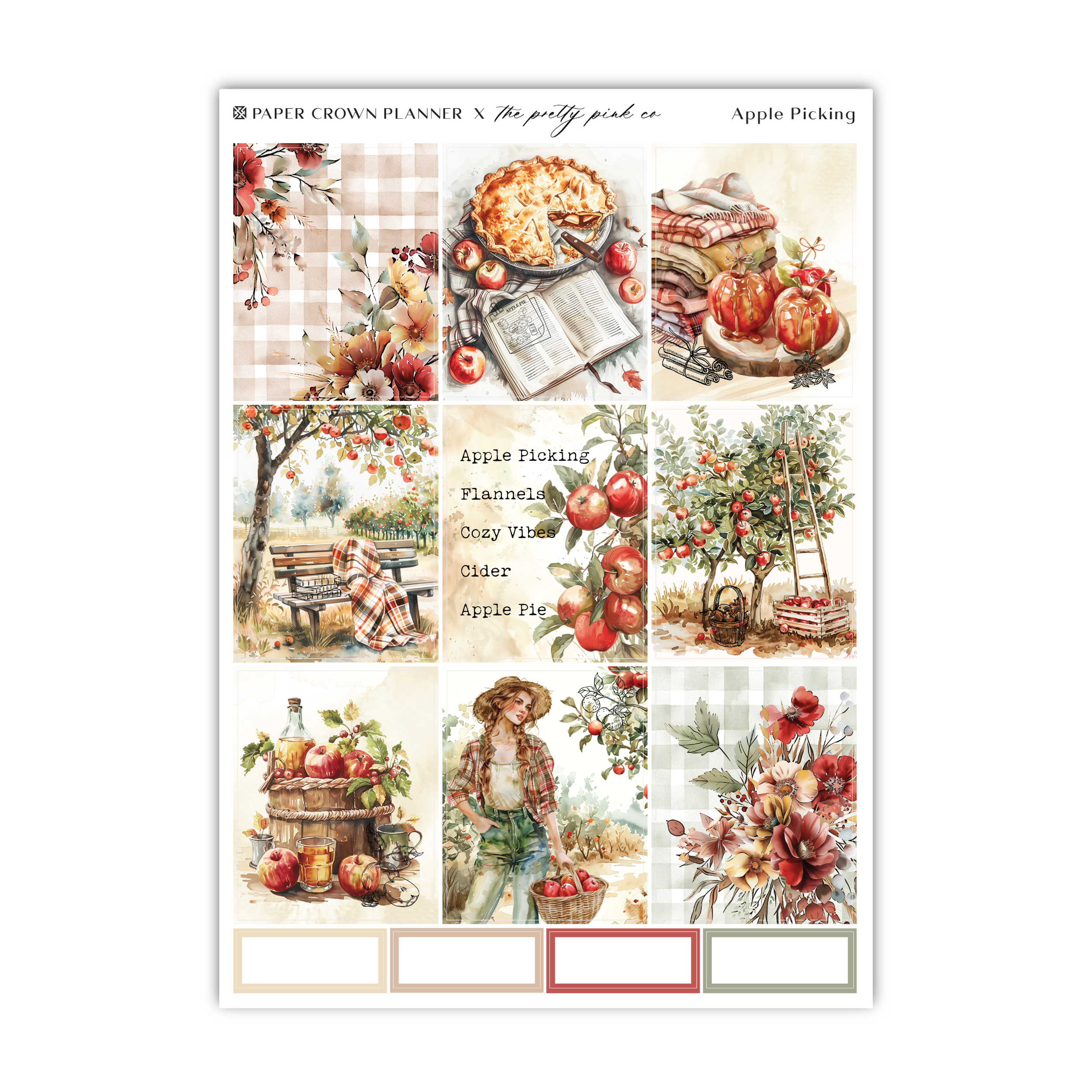 a sheet of paper with a picture of apples