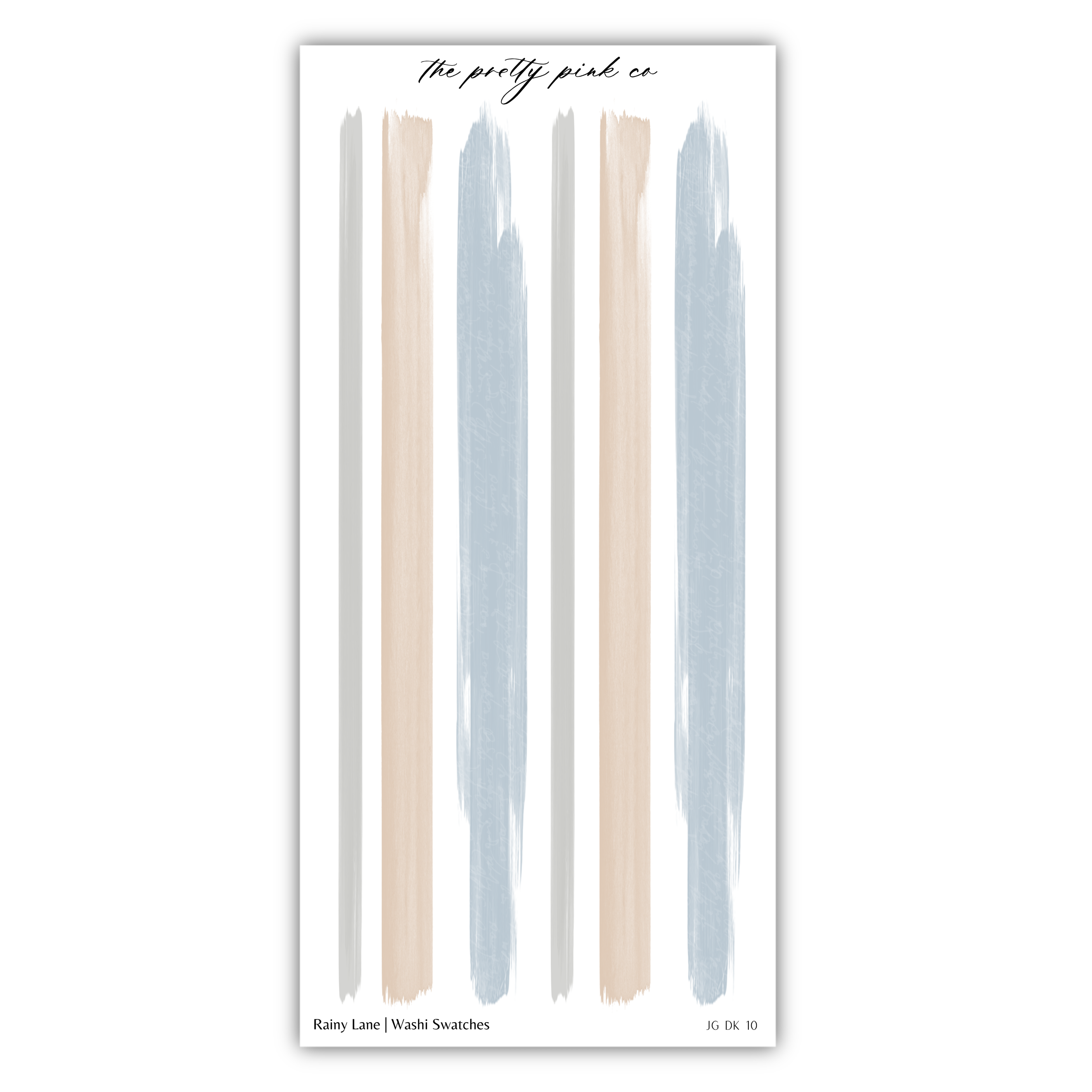 The image is a collage of various brush strokes in different colors, including light blue, light gray, and beige.