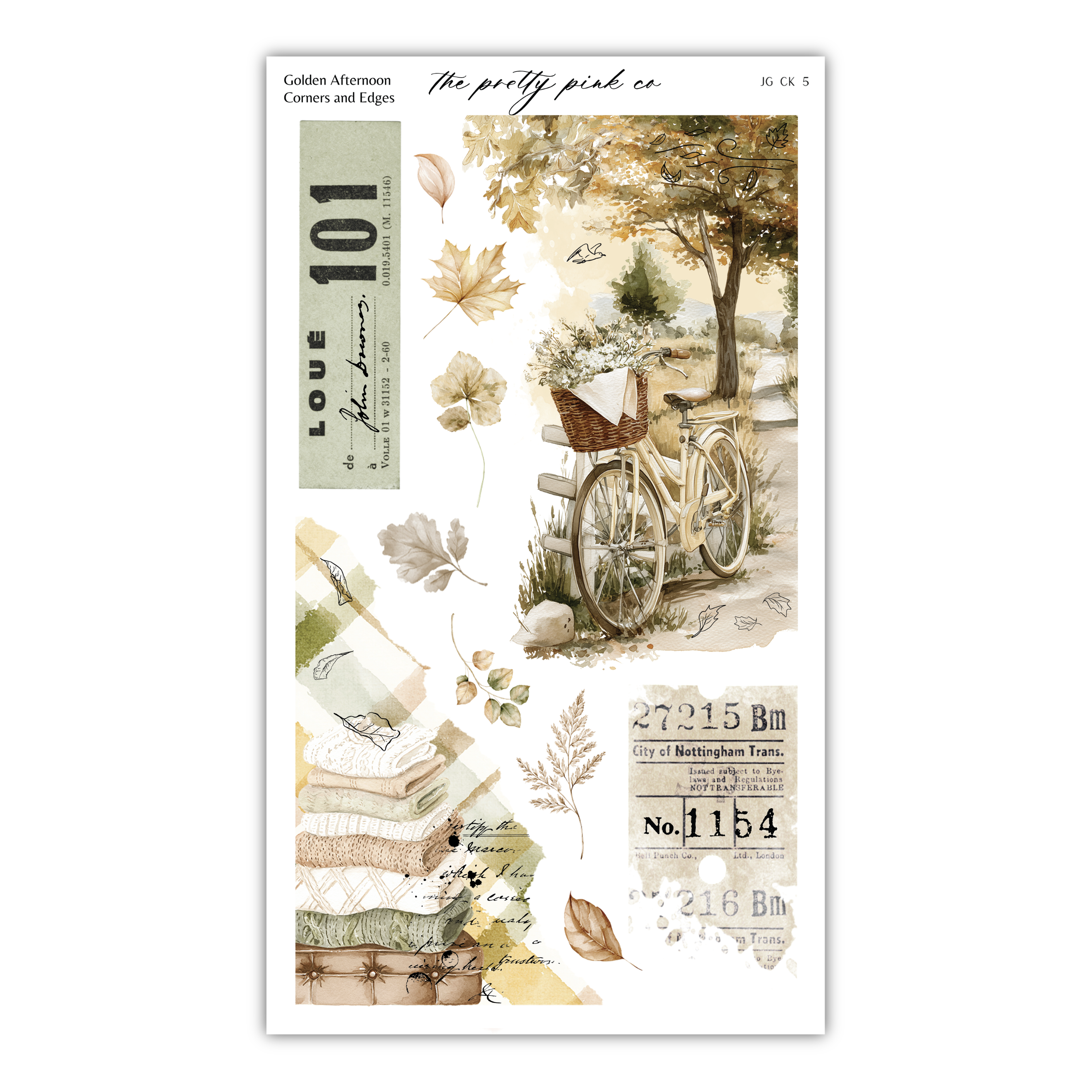 The image is a collage featuring various elements such as a bicycle, leaves, and text.