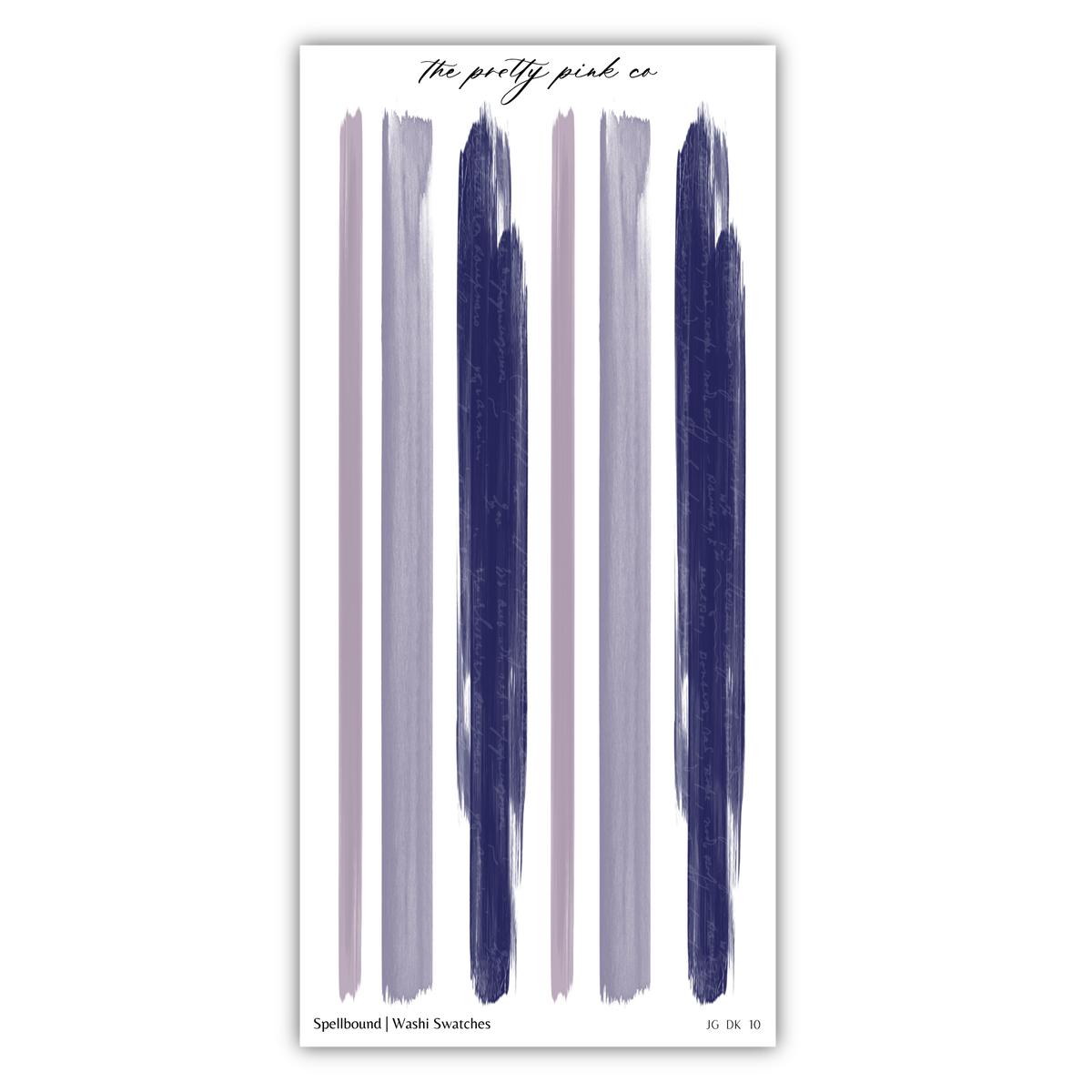 The image is a white poster with a vertical striped pattern in shades of purple and blue.