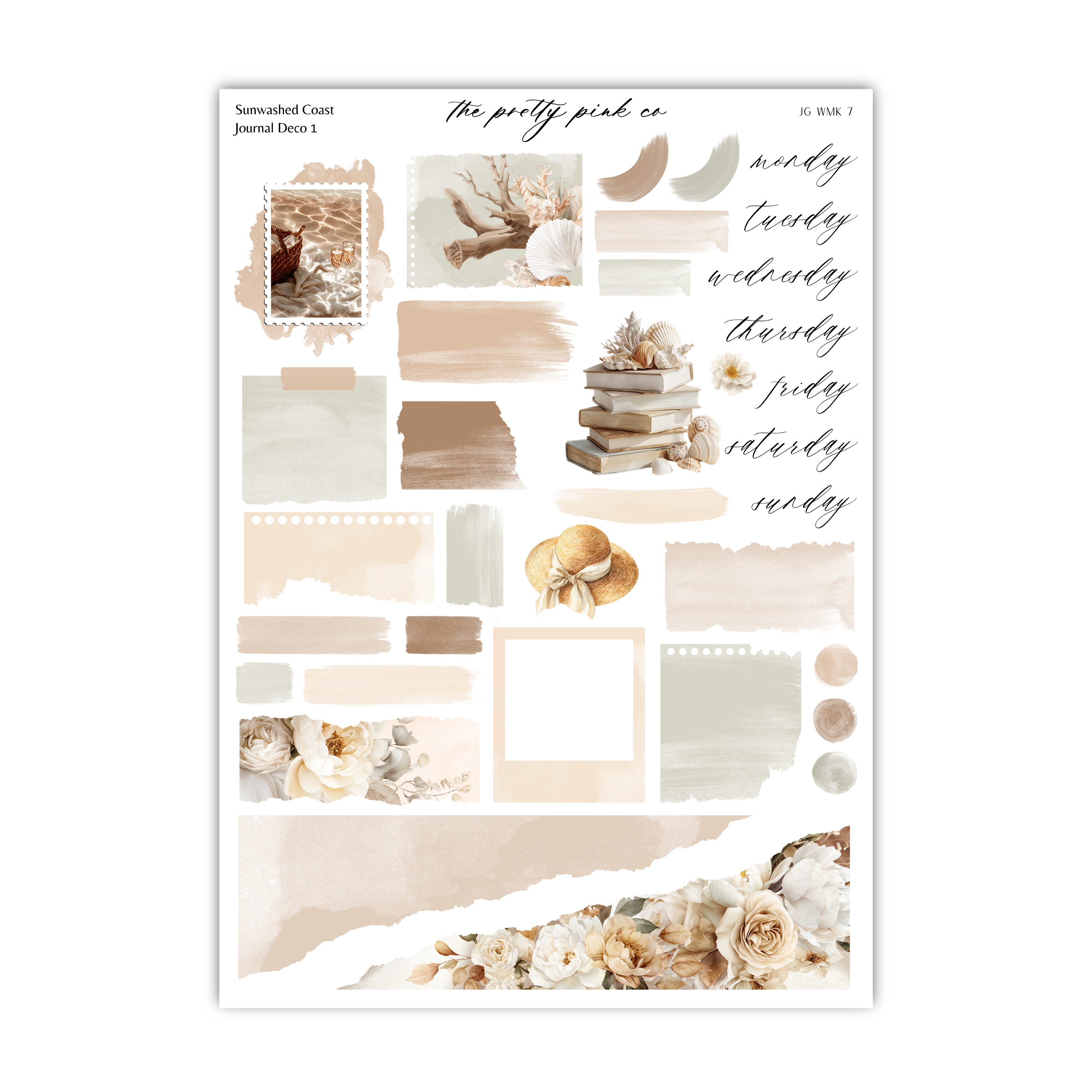 various decorative elements, such as flowers, books, and abstract shapes, arranged in a collage format. The text in the image is too small and unclear to transcribe accurately.