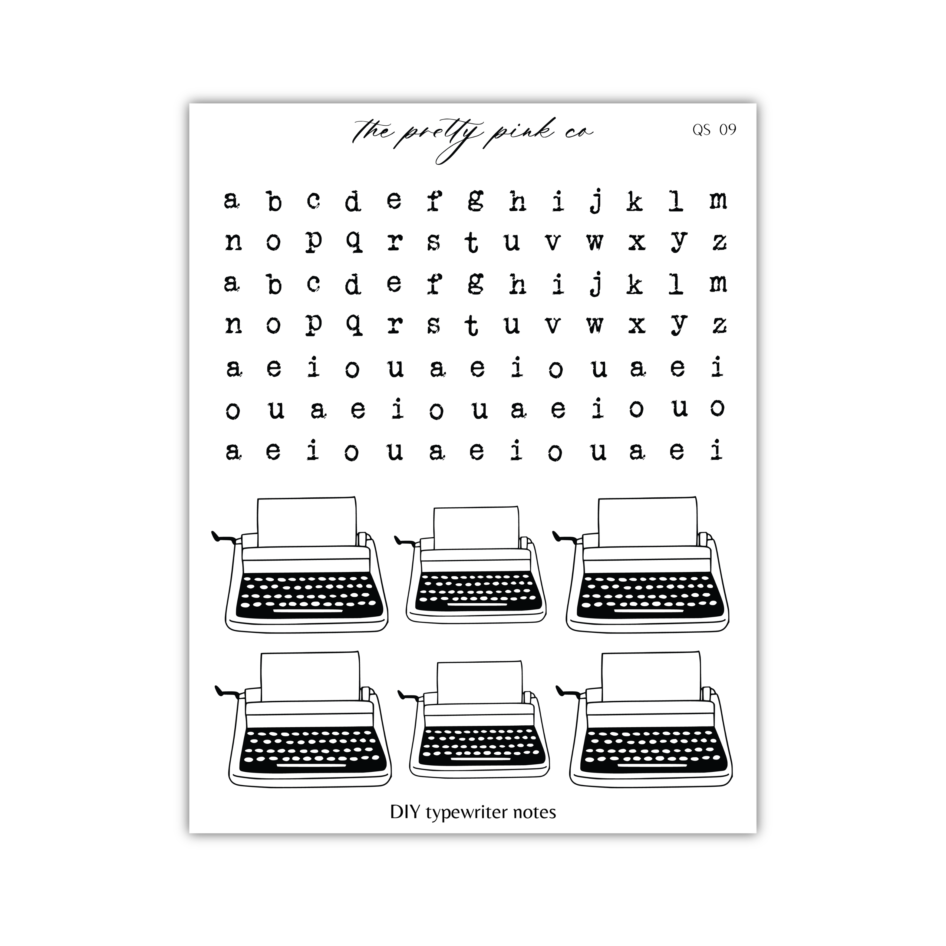 a sheet of paper with a typewriter on it