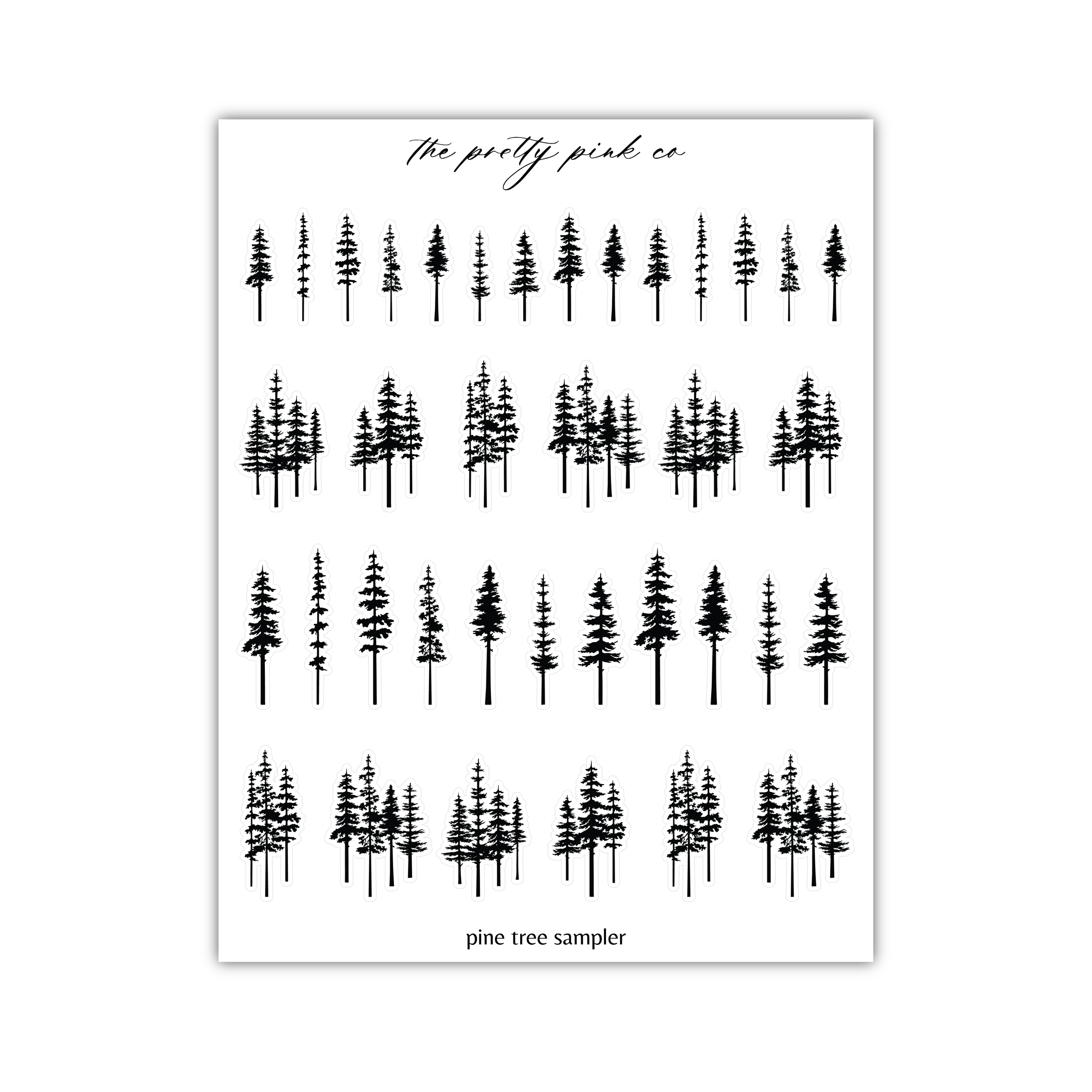 a sheet of black and white trees on a white background