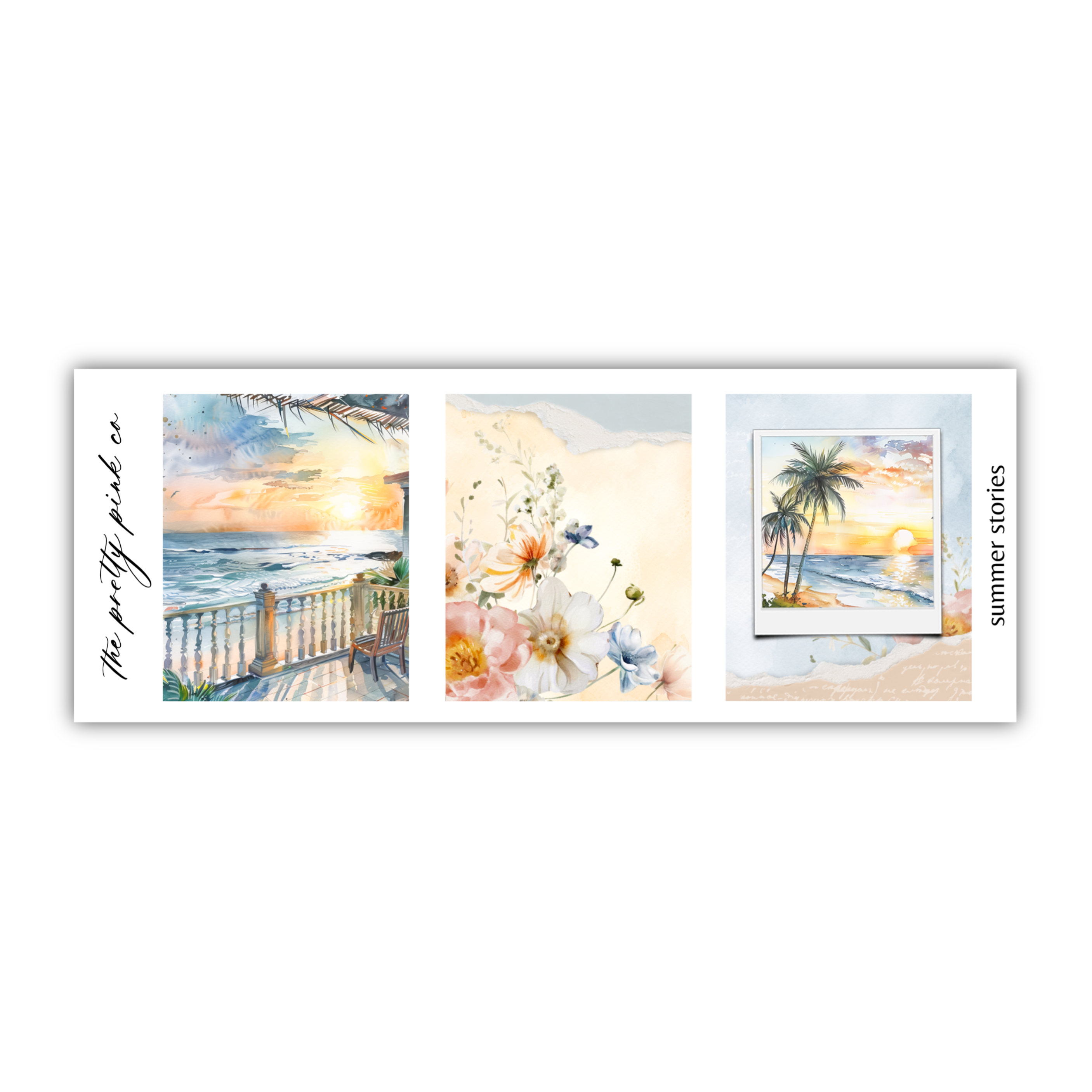 three pictures of a beach with palm trees