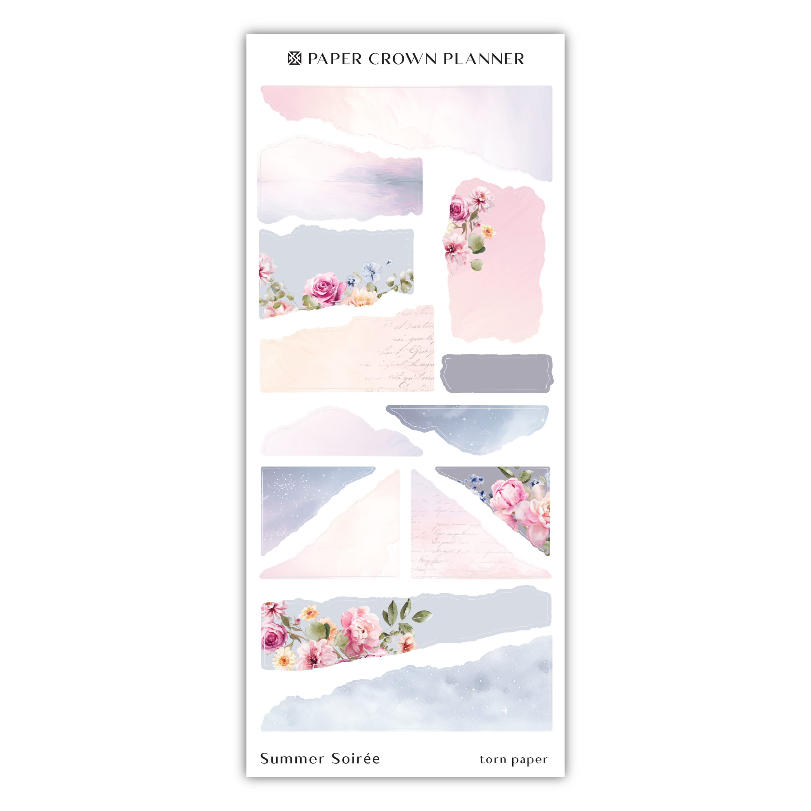 the paper crown planner sticker is shown with pink flowers