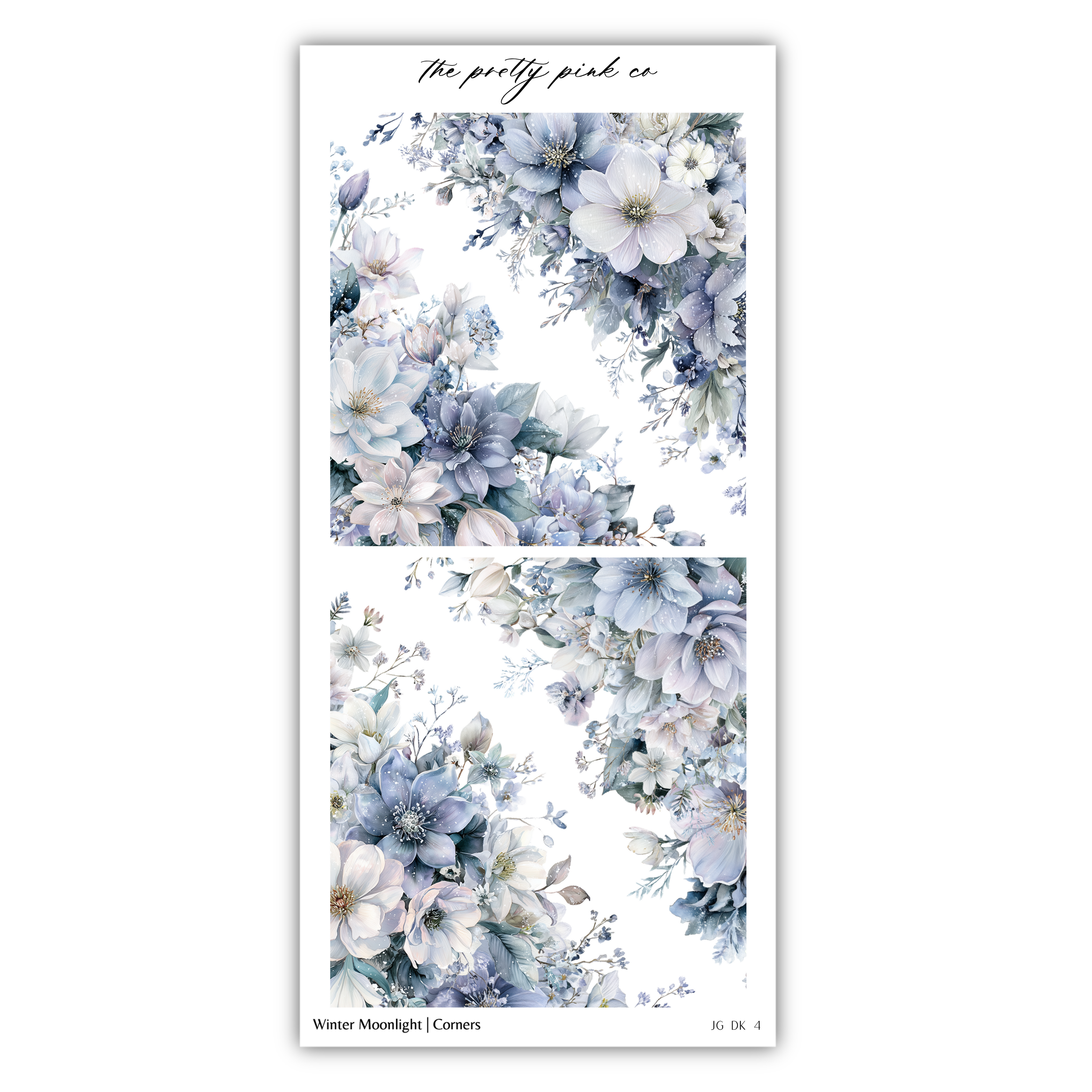 The image is a collage of two floral images, each featuring a variety of flowers in shades of blue, white, and gray. The images are arranged side by side, creating a visually appealing and harmonious composition.