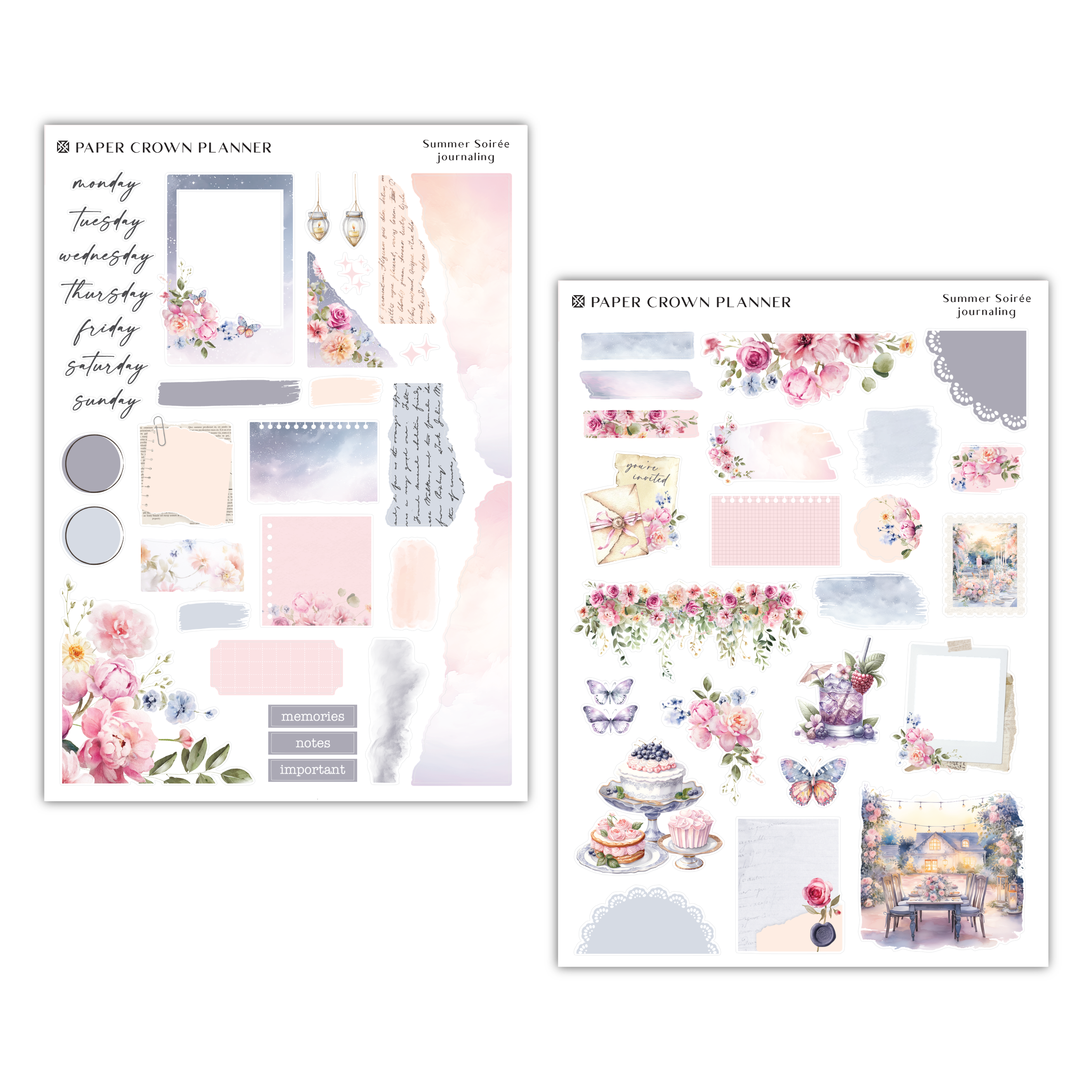 two sheets of paper with flowers on them