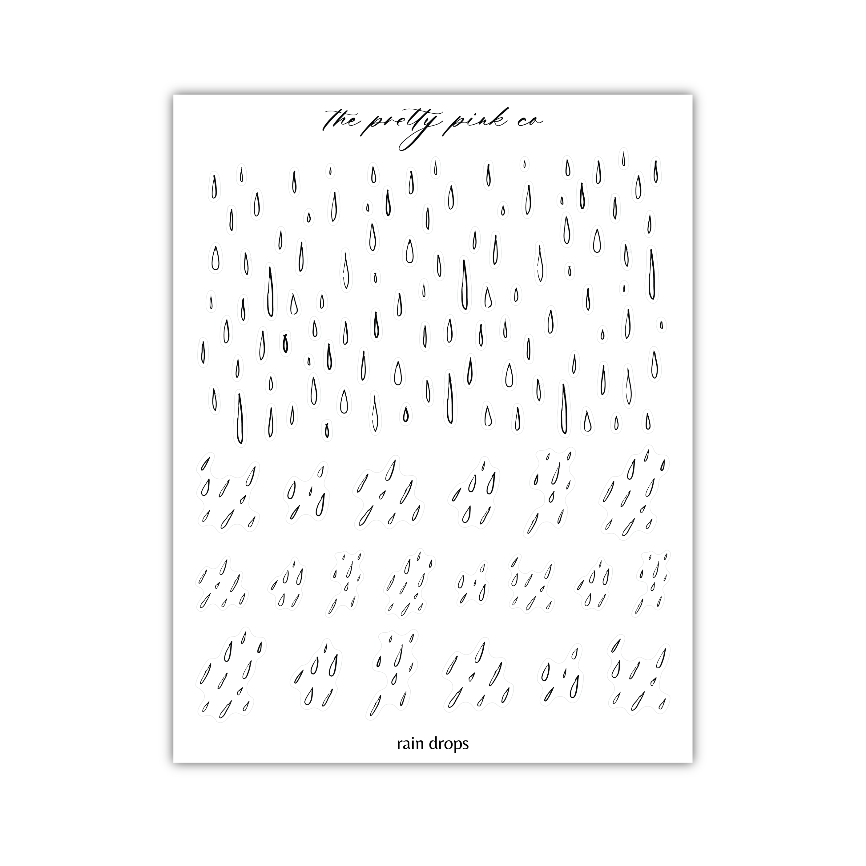 a black and white drawing of rain drops