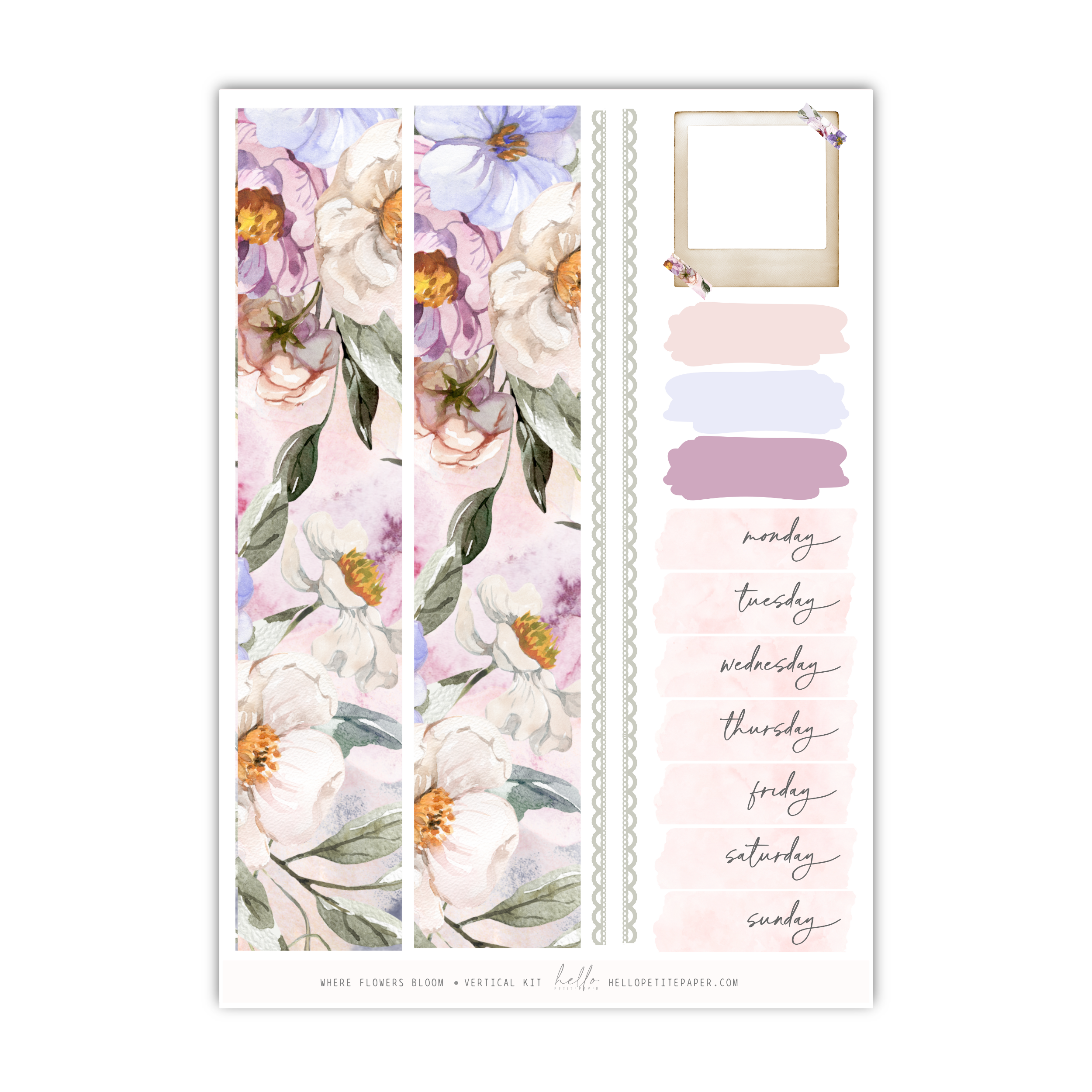 a bookmark with watercolor flowers on it