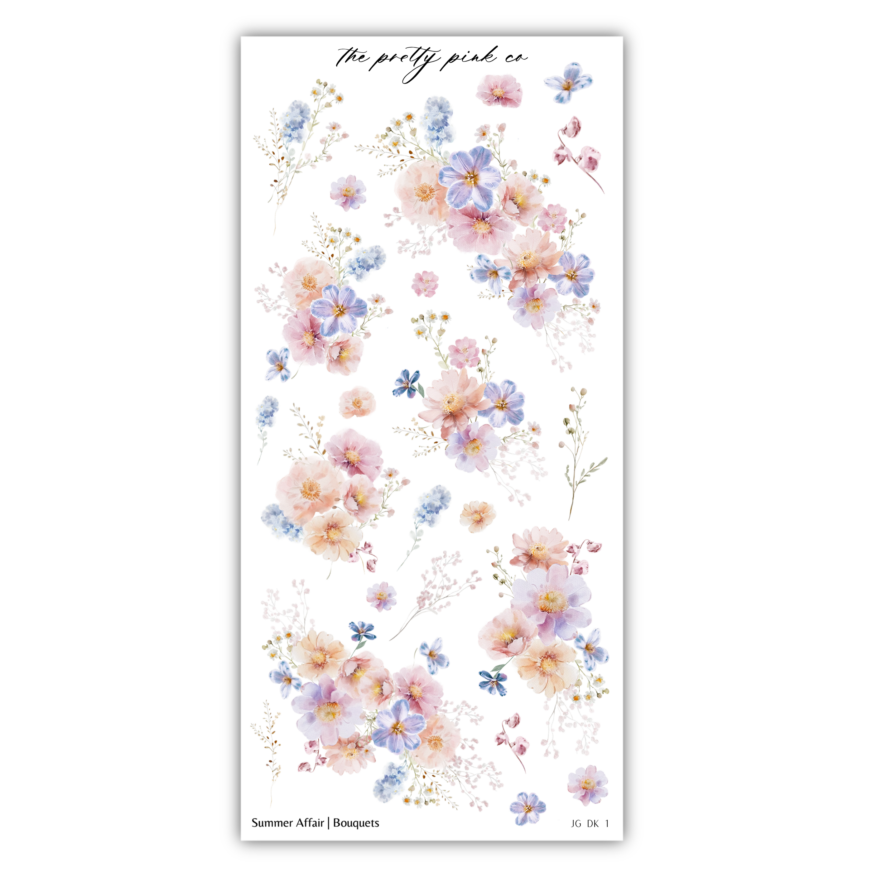 a sheet of stickers with flowers on it