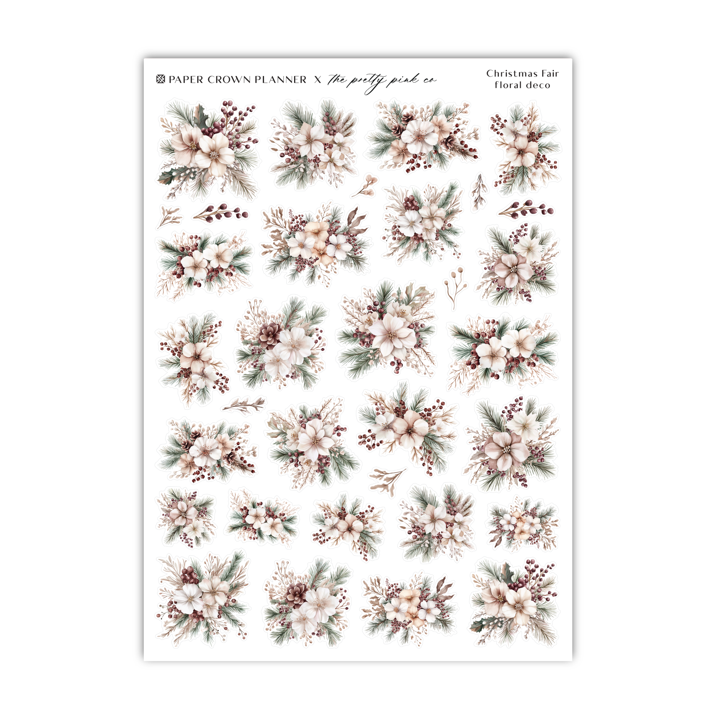 a sheet of stickers with flowers on it