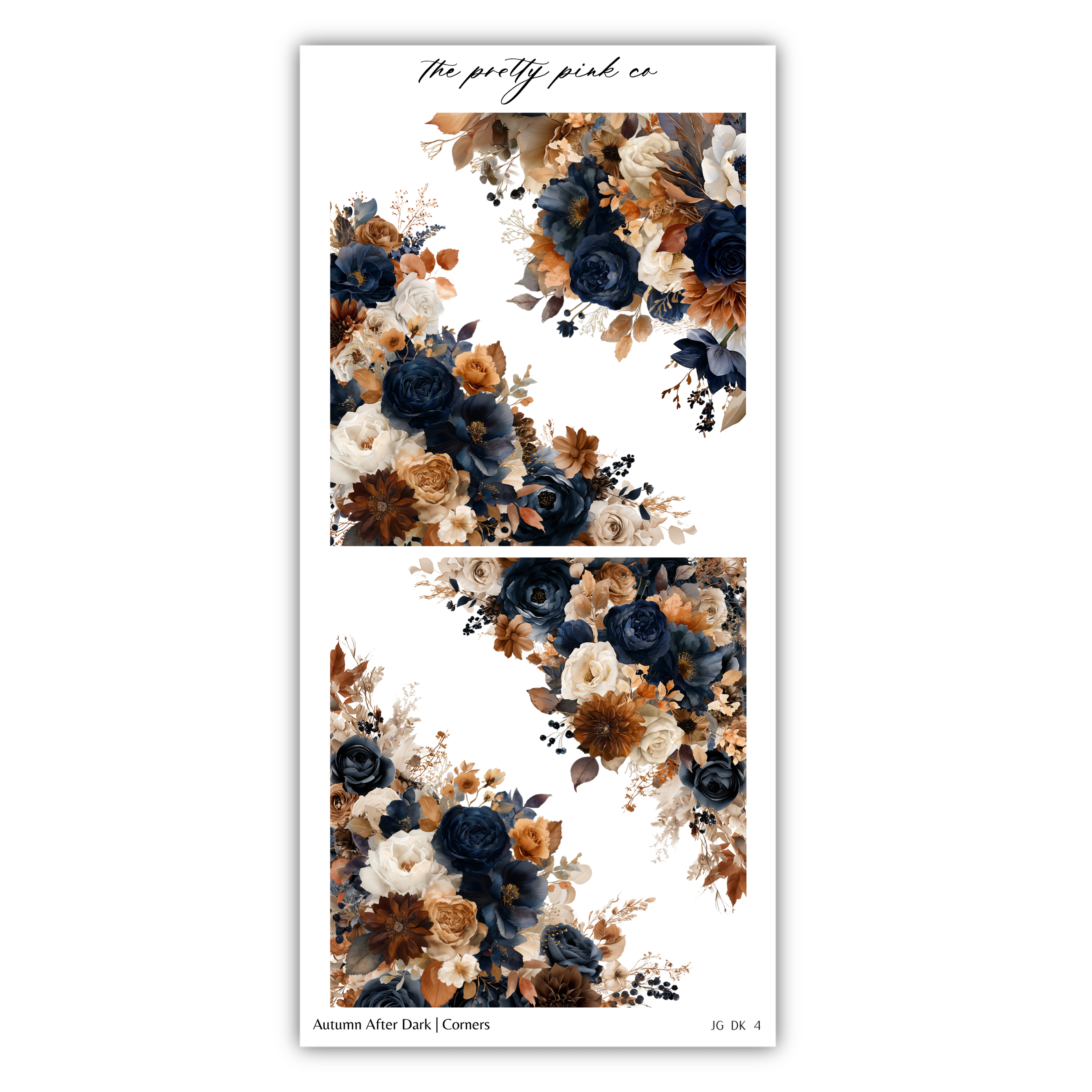 The image is a collage of two floral images, each featuring a variety of flowers in shades of blue, brown, and white. The flowers are arranged in a decorative manner, creating a visually appealing and harmonious composition.