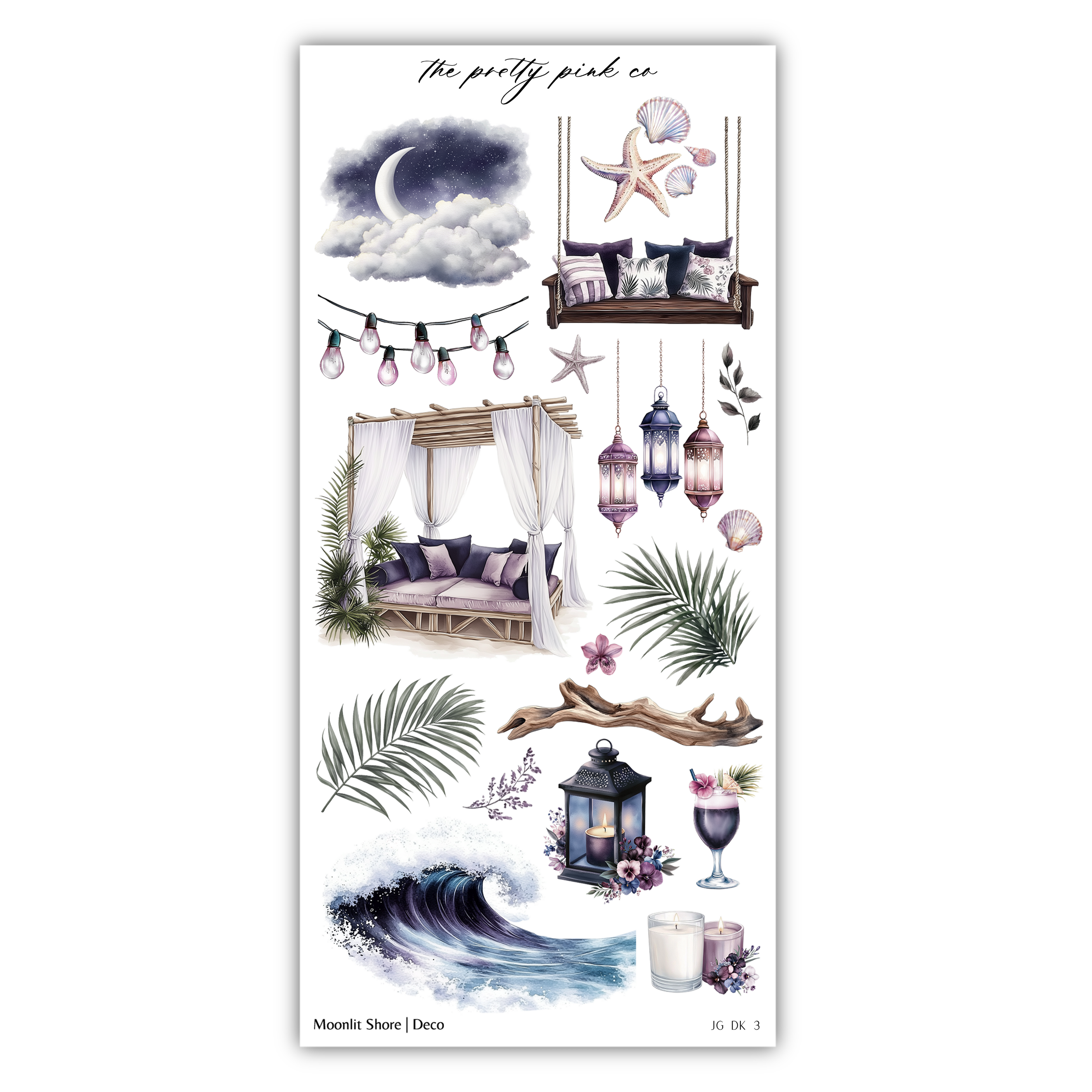 a sticker with a picture of a bed and a lamp