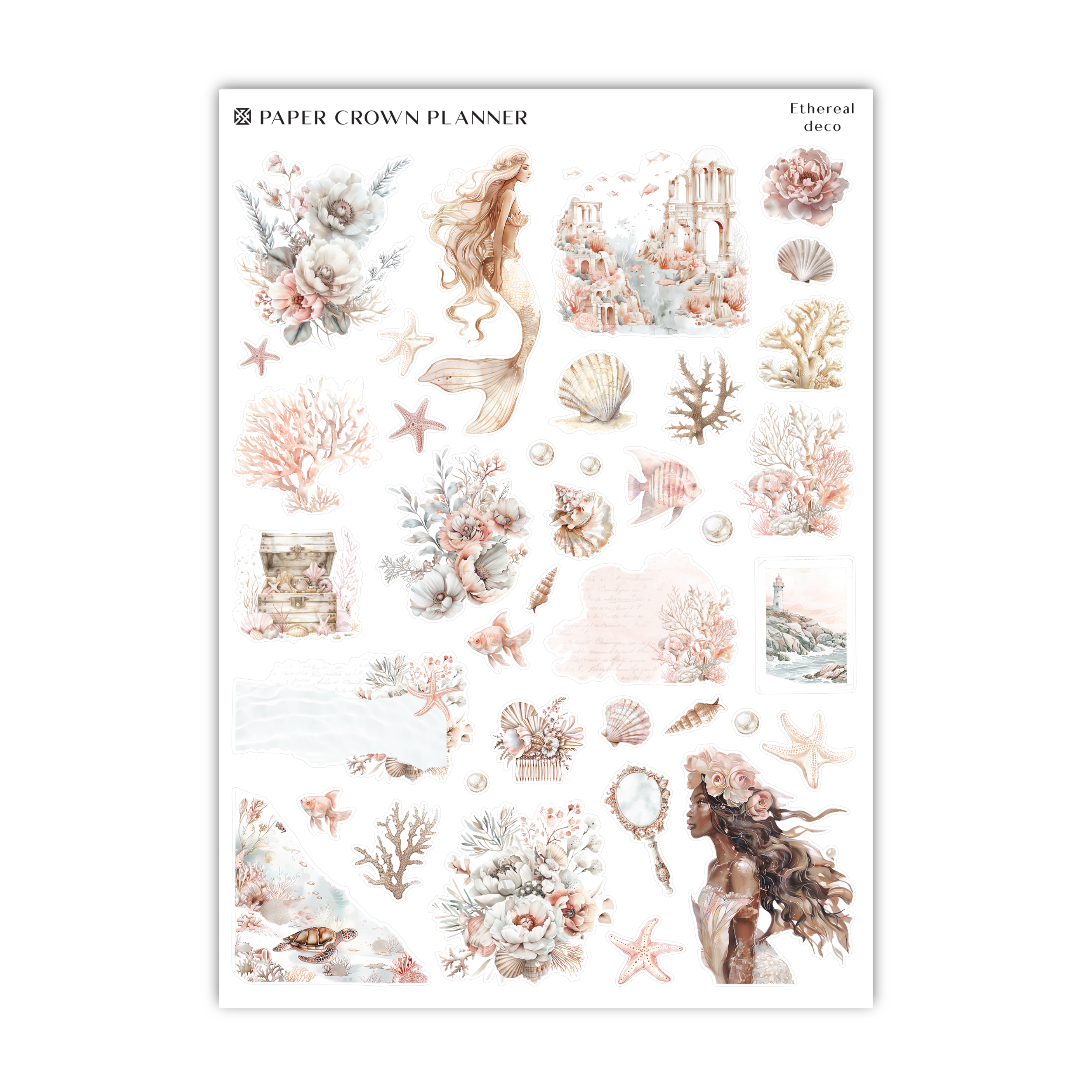 a sheet of stickers with sea life