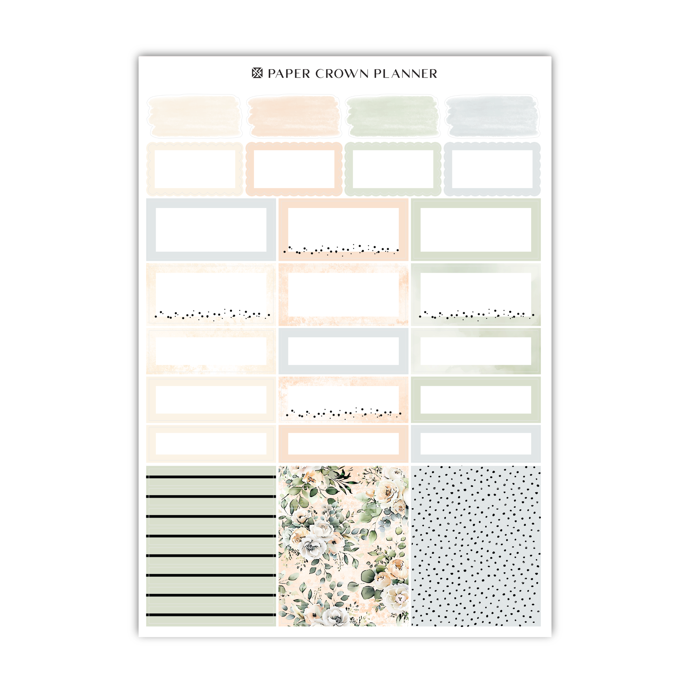 a planner sticker with flowers and stripes